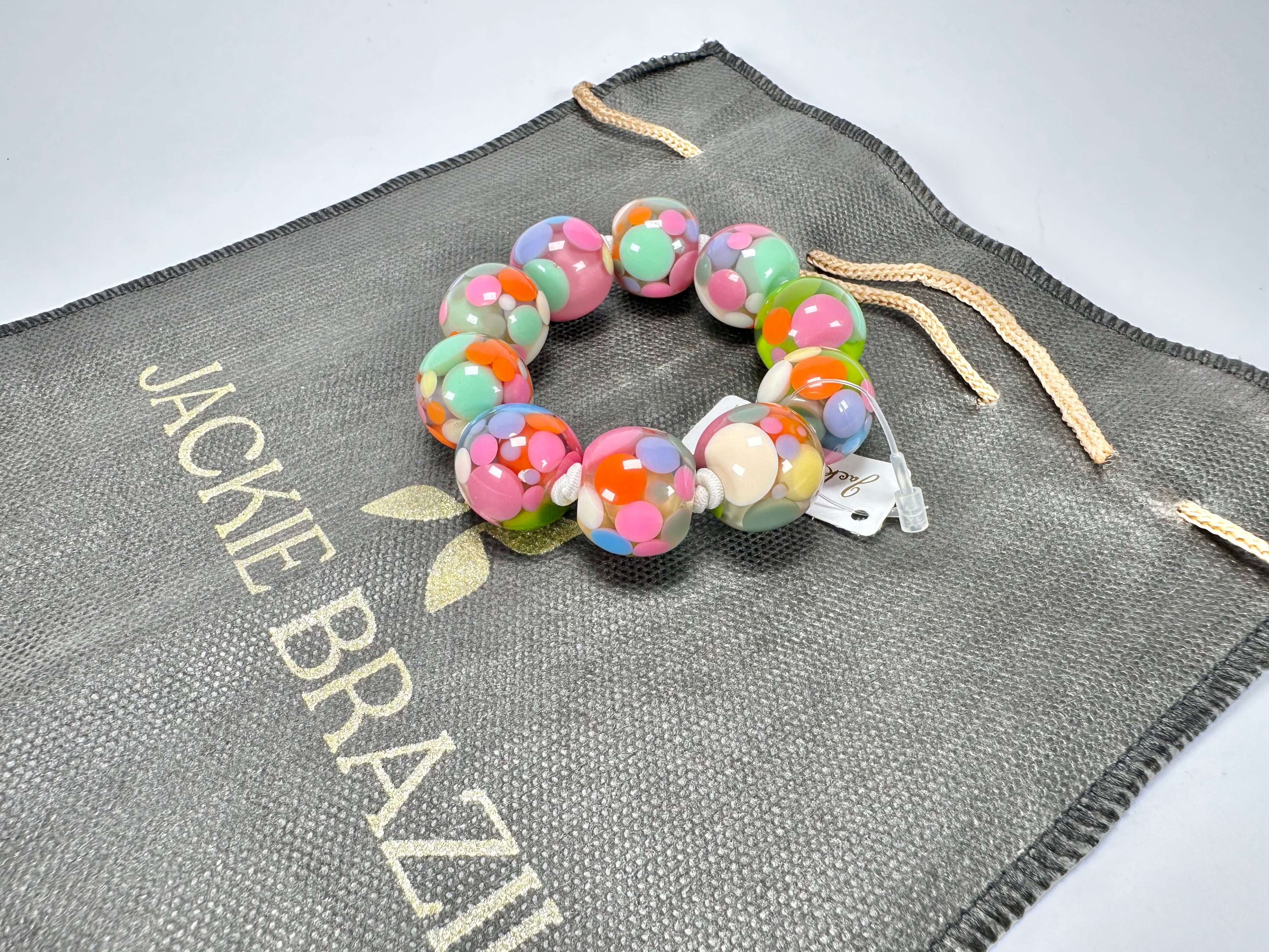 Jackie Brazil "Spots" Spotted Balls On Elastic Resin Bracelet ( B1470 )