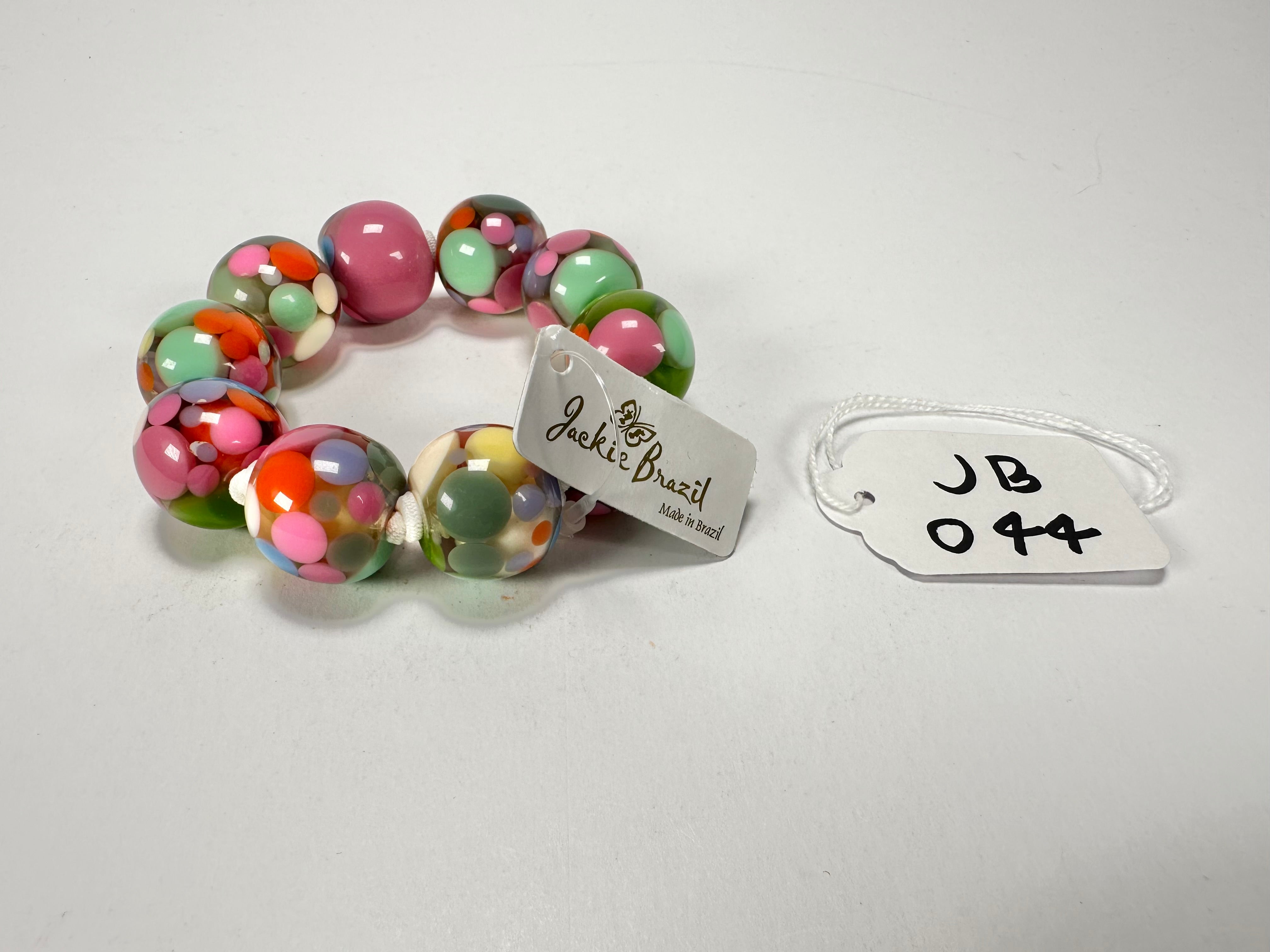 Jackie Brazil "Spots" Spotted Balls On Elastic Resin Bracelet ( B1470 )
