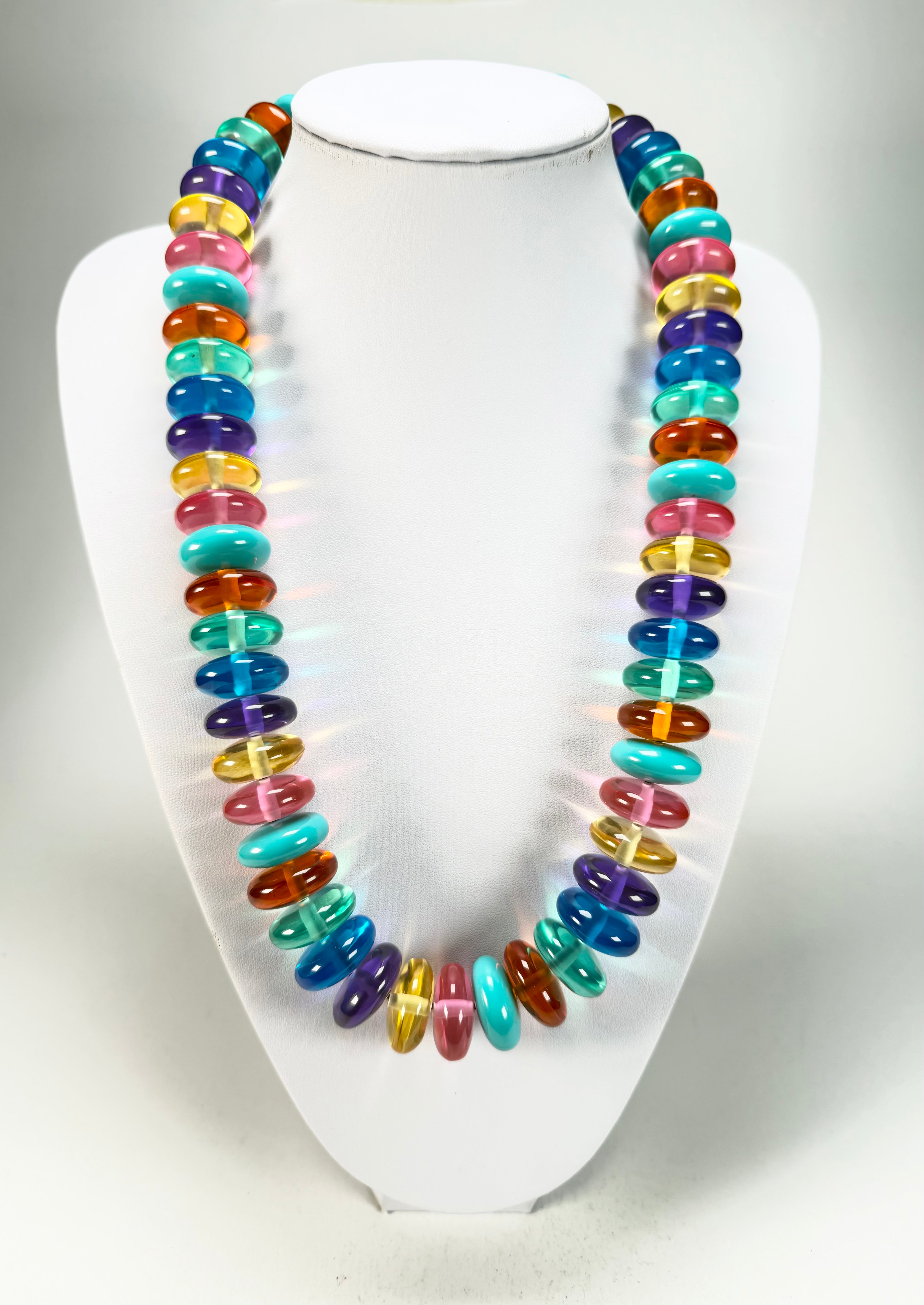 Jackie Brazil "Ana" Transparent Summer Mix Resin Wheels 70cm Necklace ( N0044 )
