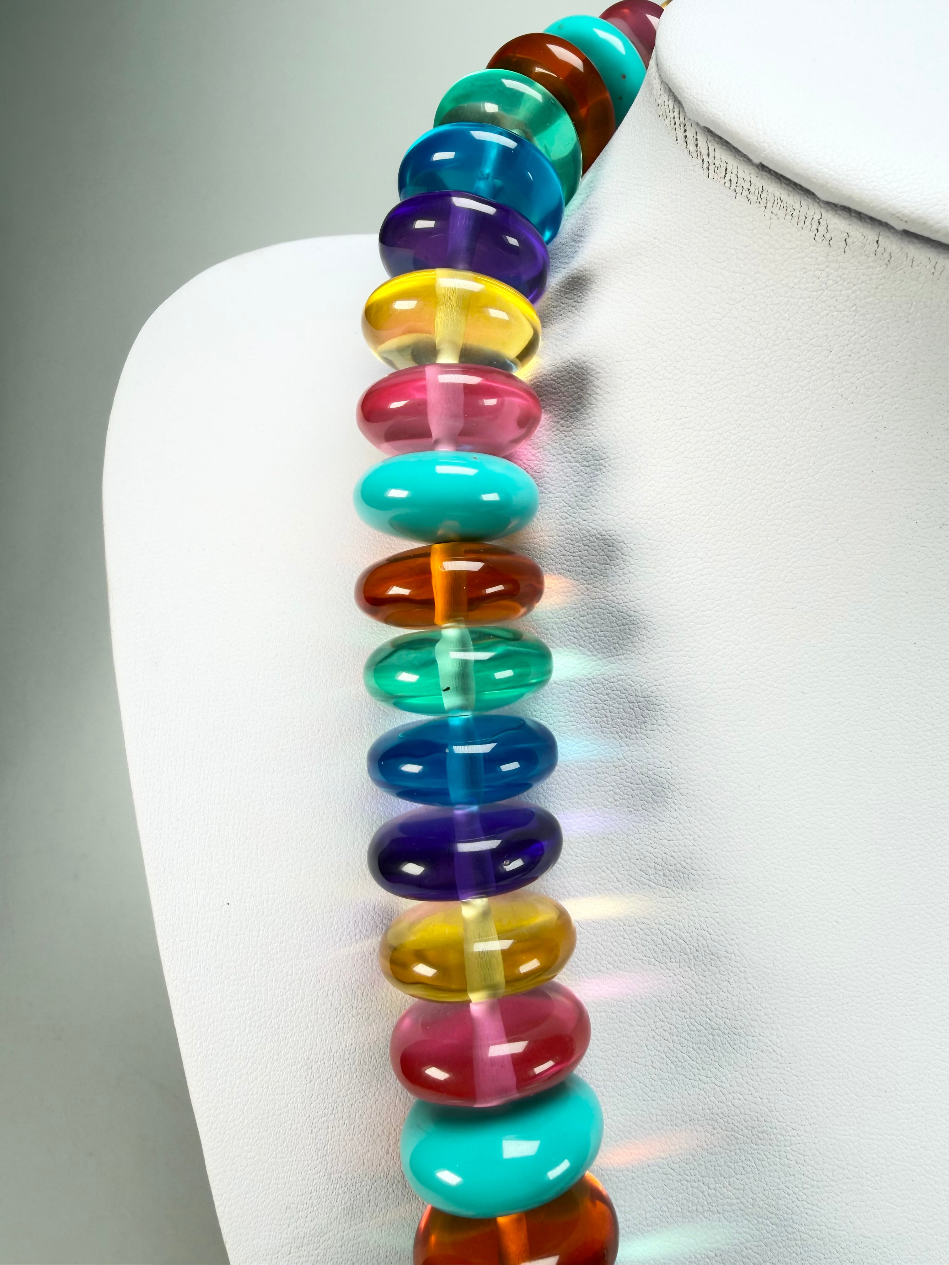 Jackie Brazil "Ana" Transparent Summer Mix Resin Wheels 70cm Necklace ( N0044 )