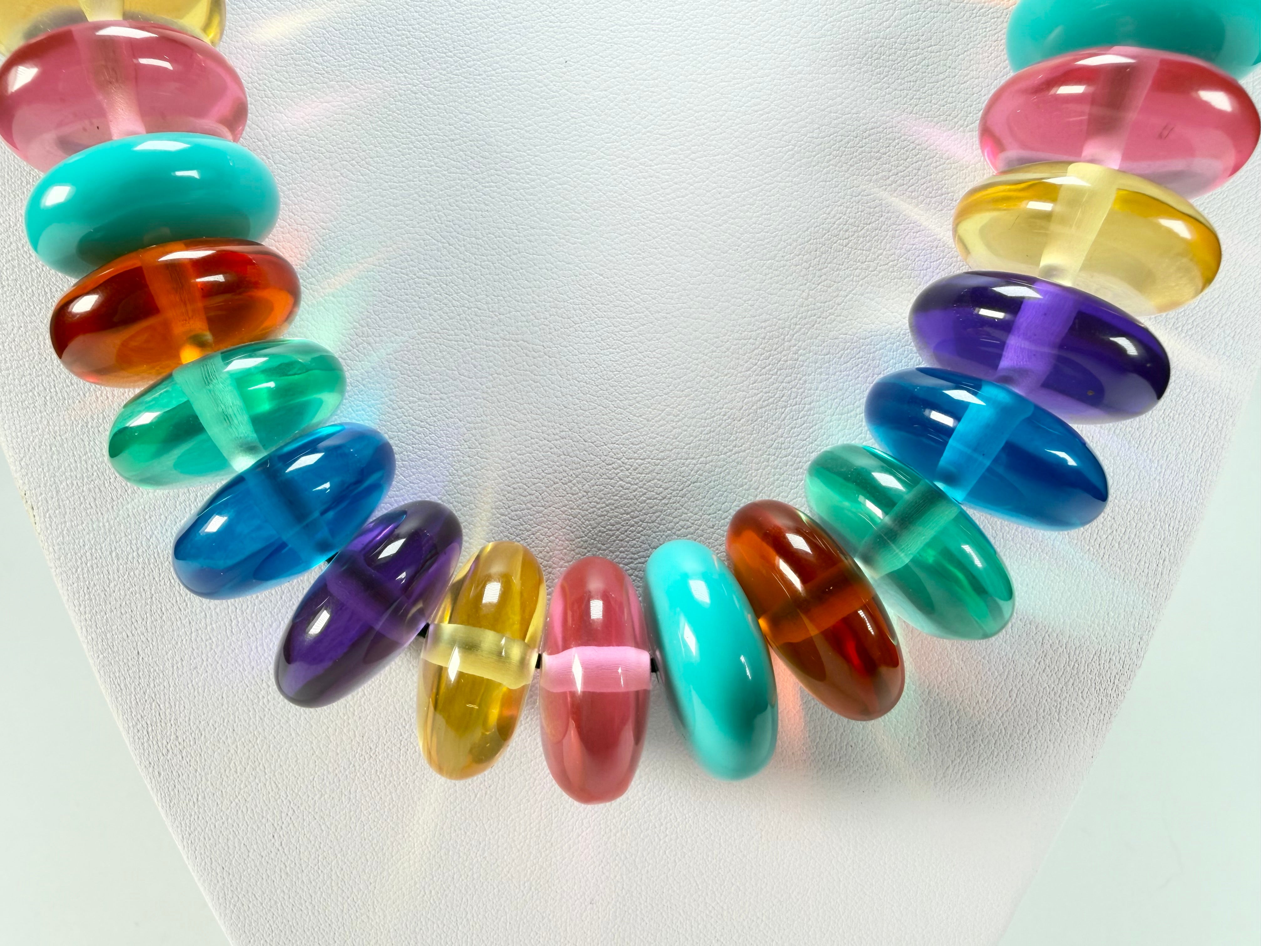 Jackie Brazil "Ana" Transparent Summer Mix Resin Wheels 70cm Necklace ( N0044 )