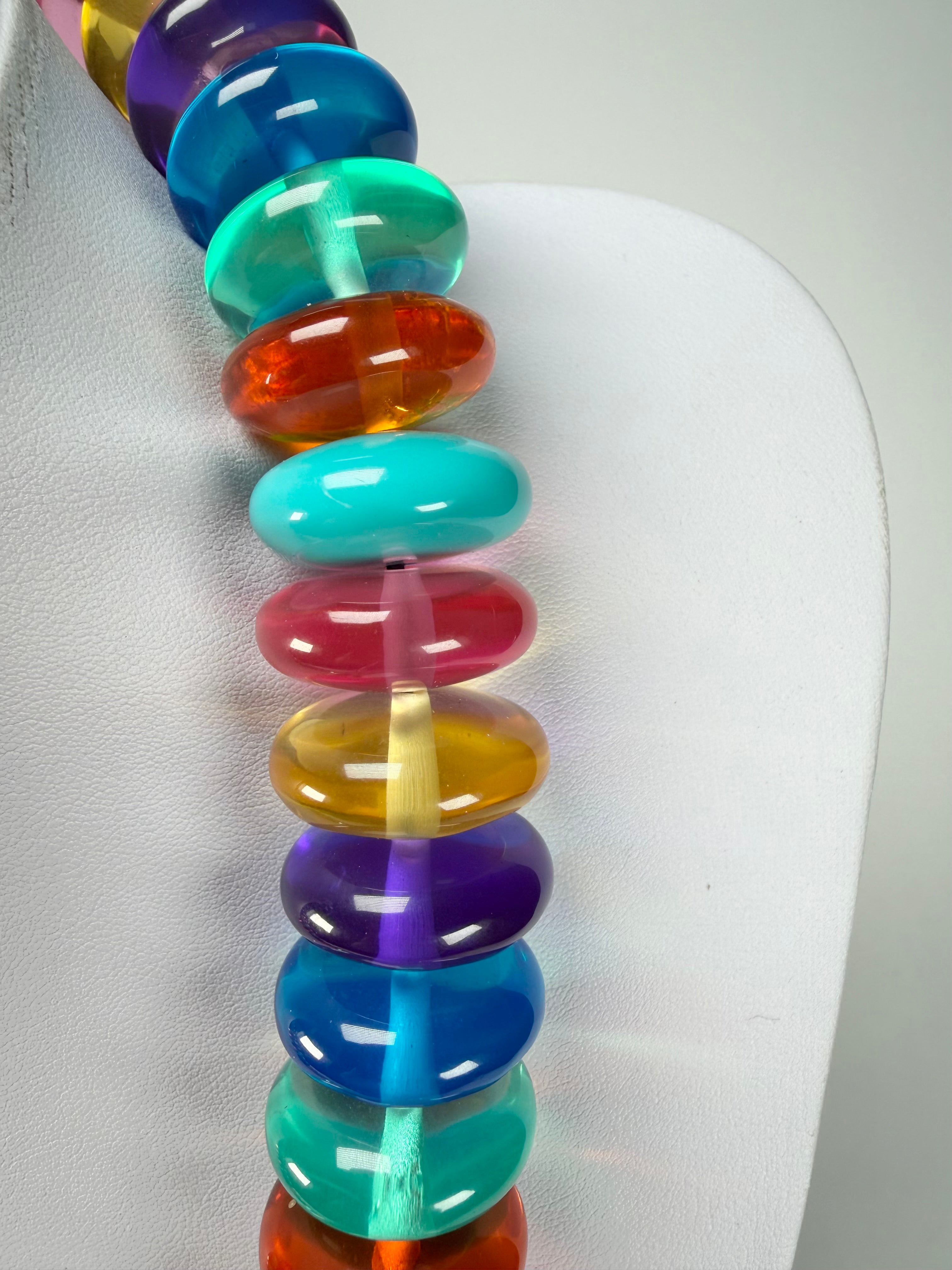 Jackie Brazil "Ana" Transparent Summer Mix Resin Wheels 70cm Necklace ( N0044 )