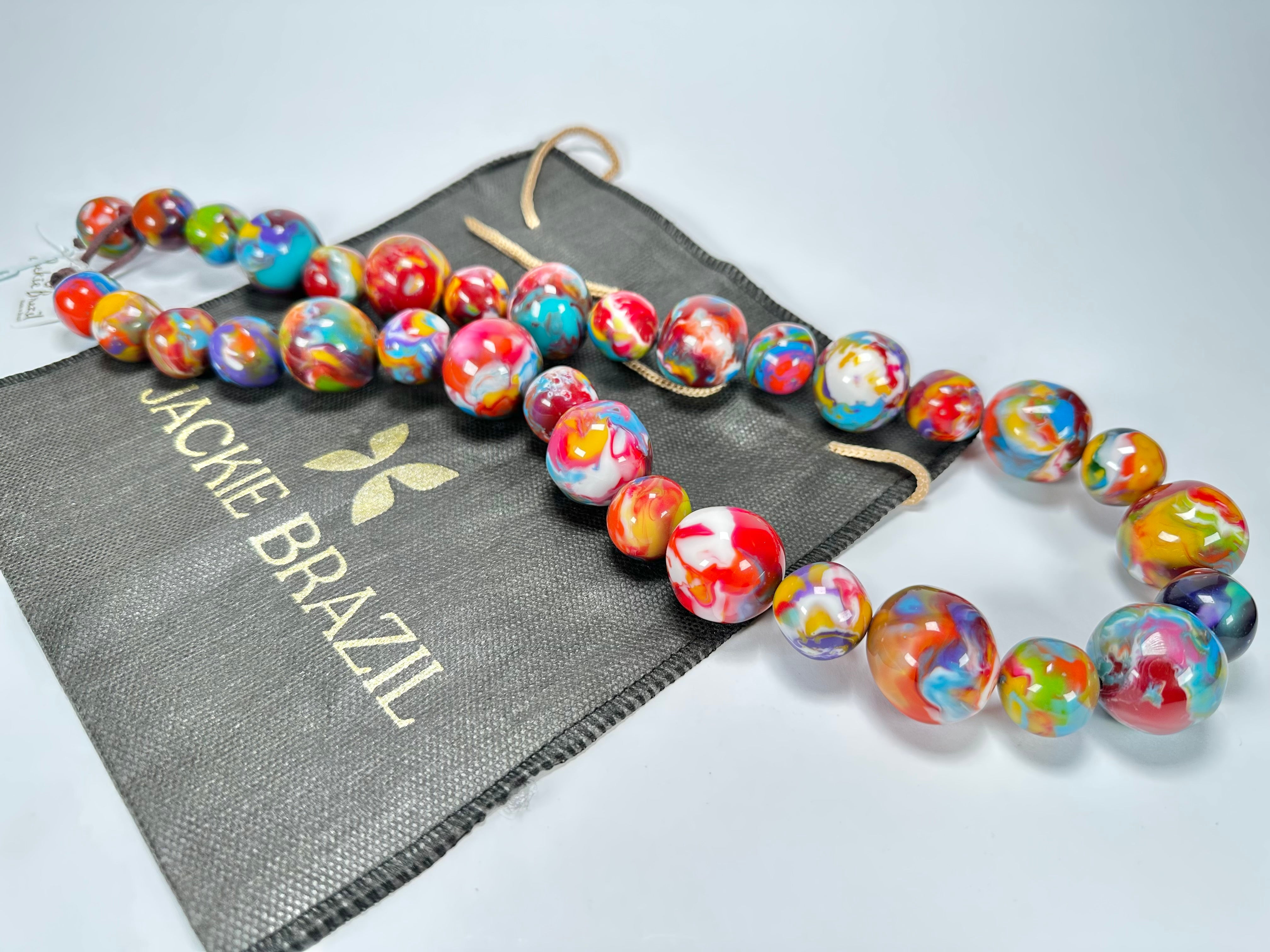 Jackie Brazil "Large Spheres" Kandinsky Long Abstract Necklace 75cm ( N2694 )