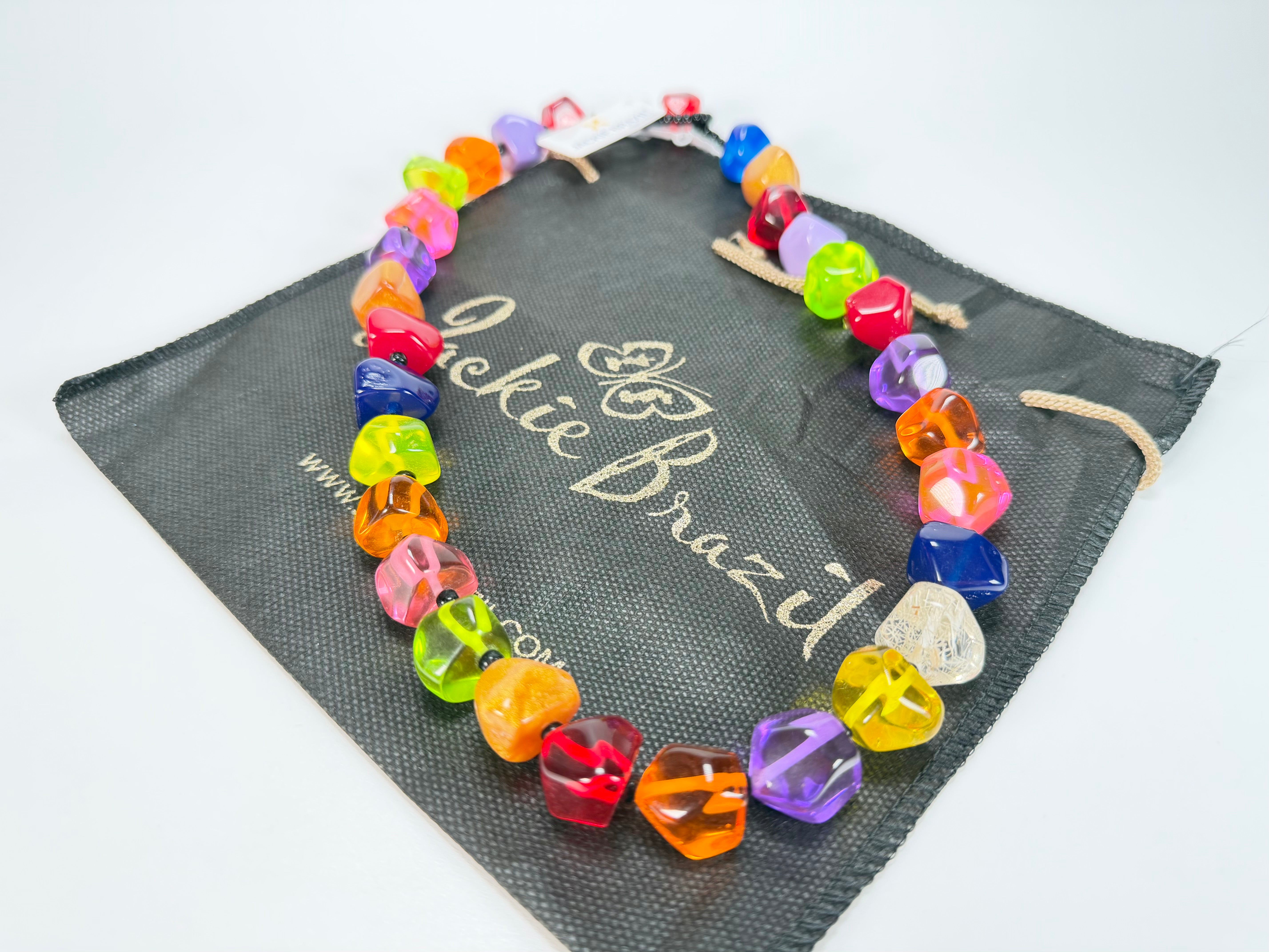 Jackie Brazil "Camille" Transparent Carnaval Mix Small Stones 55cm Necklace ( N0070 )