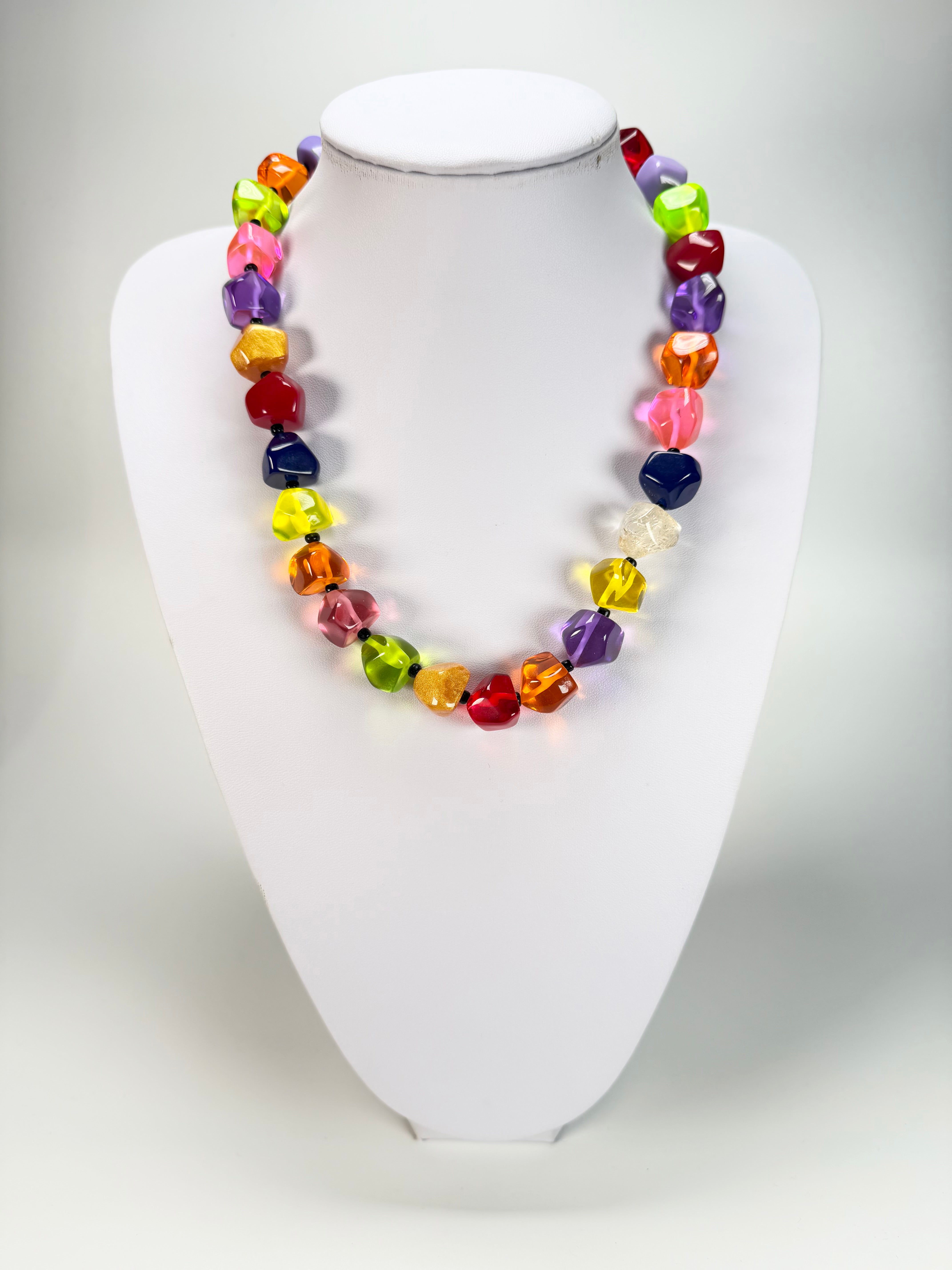 Jackie Brazil "Camille" Transparent Carnaval Mix Small Stones 55cm Necklace ( N0070 )