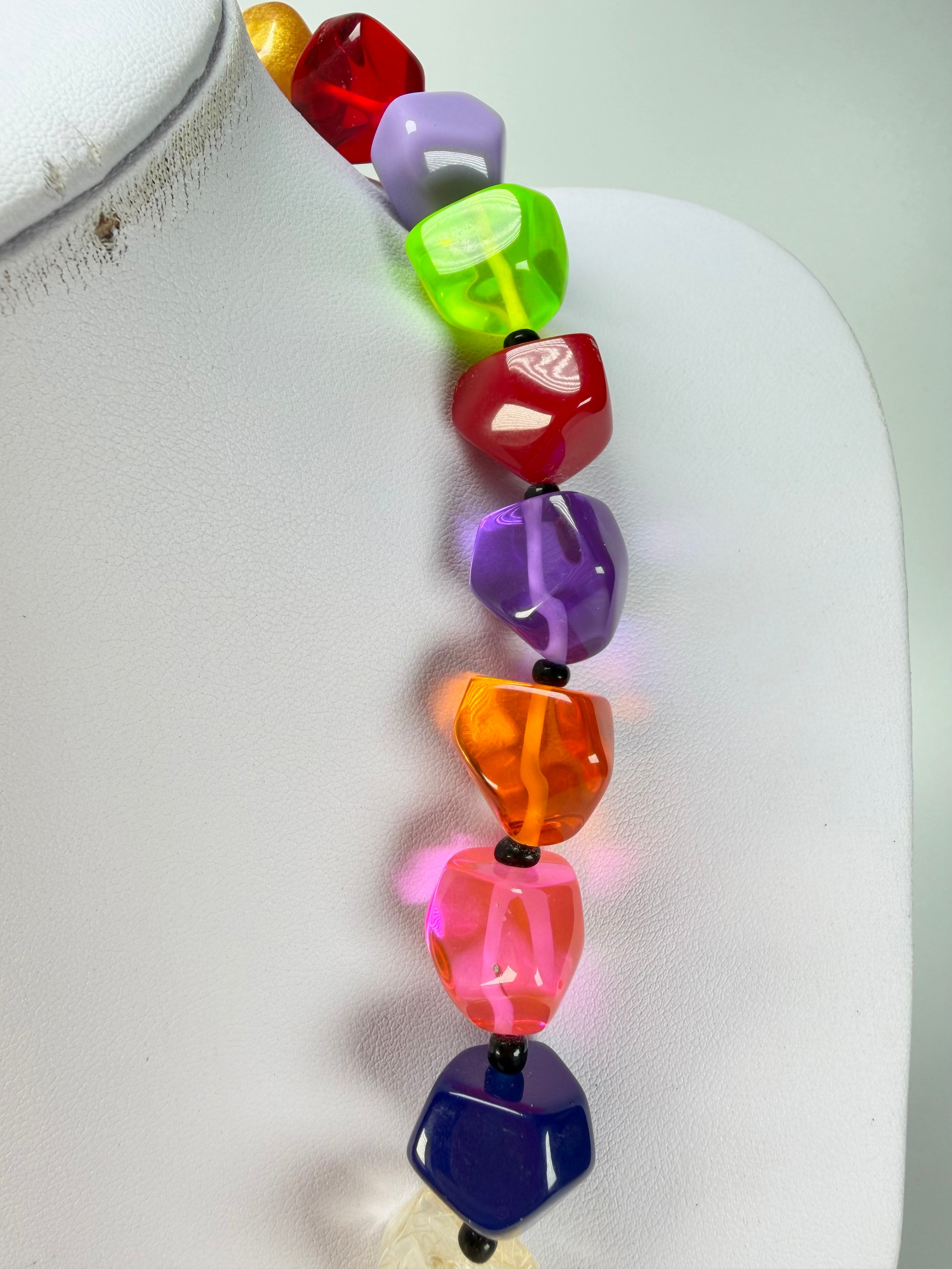 Jackie Brazil "Camille" Transparent Carnaval Mix Small Stones 55cm Necklace ( N0070 )