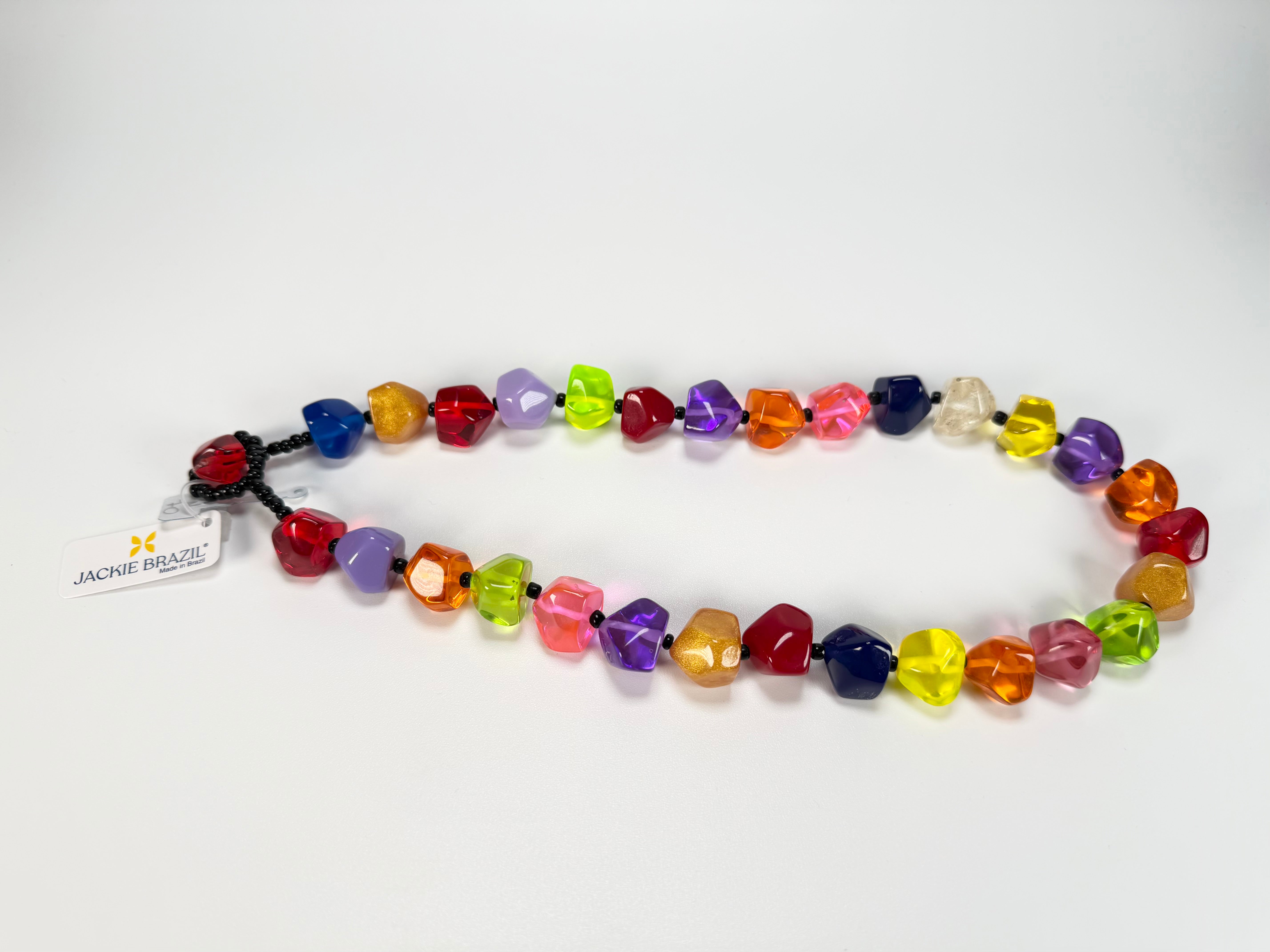 Jackie Brazil "Camille" Transparent Carnaval Mix Small Stones 55cm Necklace ( N0070 )