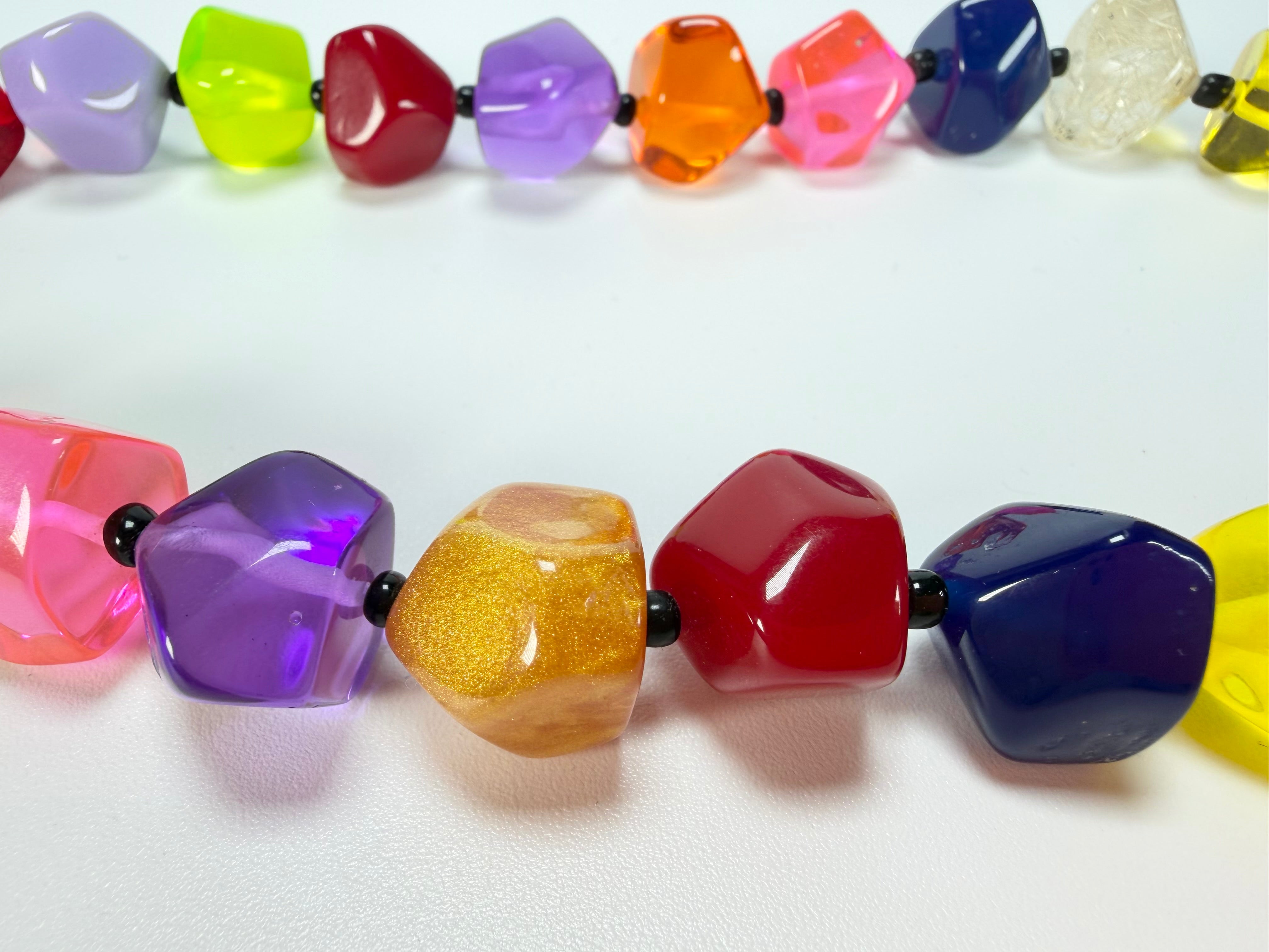 Jackie Brazil "Camille" Transparent Carnaval Mix Small Stones 55cm Necklace ( N0070 )