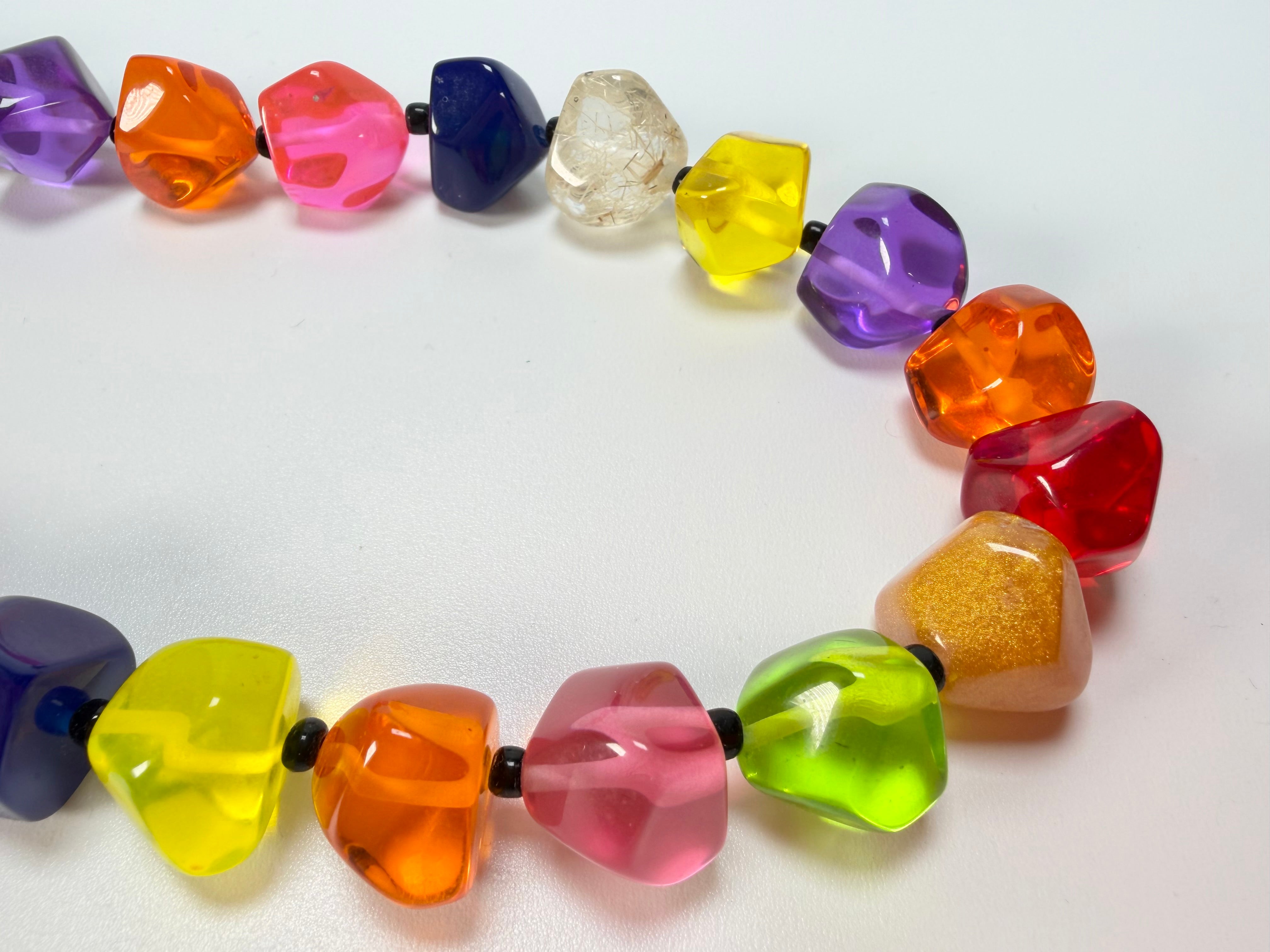 Jackie Brazil "Camille" Transparent Carnaval Mix Small Stones 55cm Necklace ( N0070 )