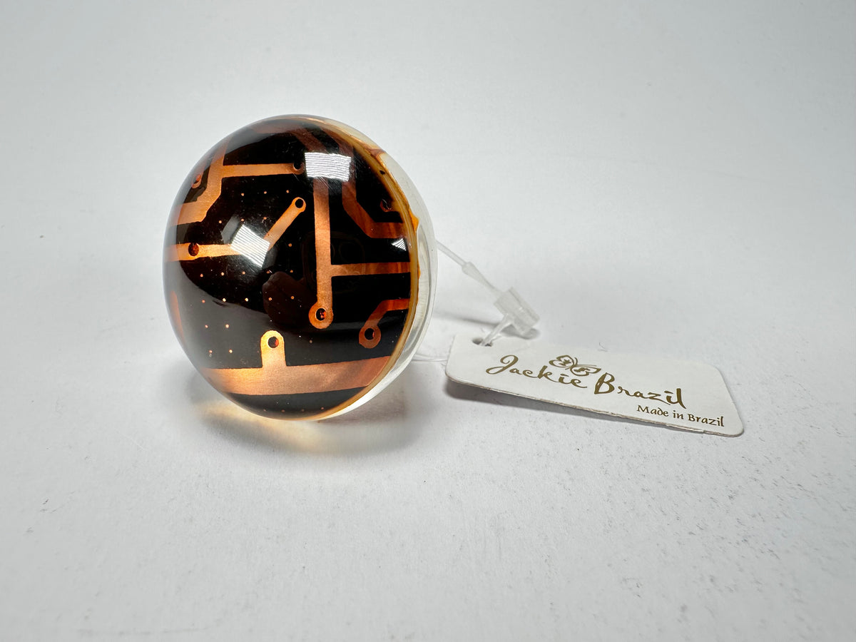 Jackie Brazil "Queen" Digital Oval Round Ring ( R3212 ) Size UK-P / US-7.5