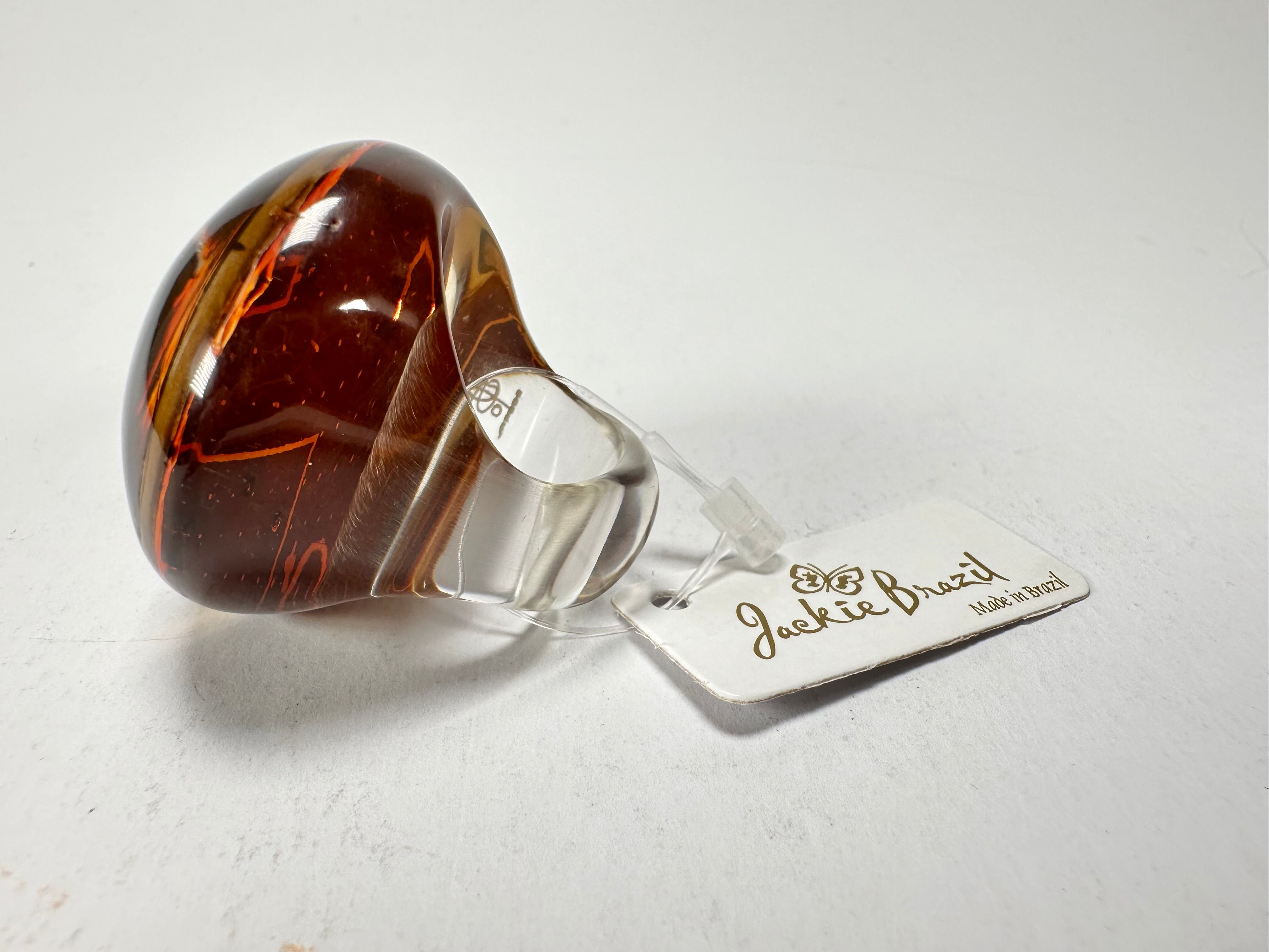 Jackie Brazil "Queen" Digital Oval Round Ring ( R3212 ) Size UK-P / US-7.5