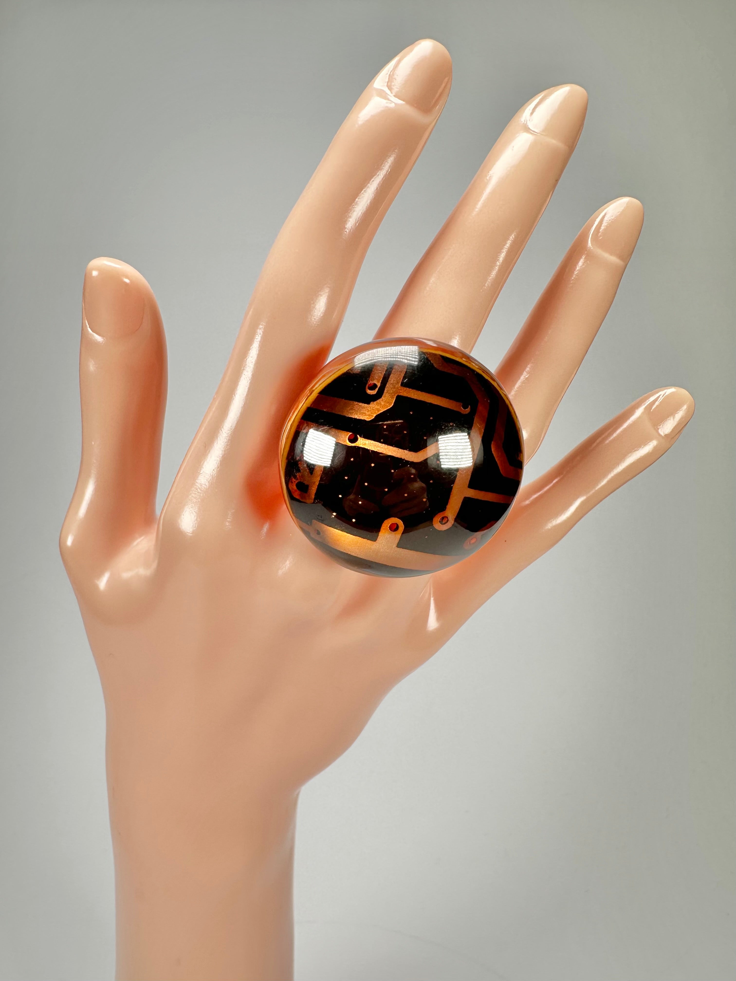 Jackie Brazil "Queen" Digital Oval Round Ring ( R3212 ) Size UK-P / US-7.5