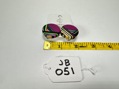 Jackie Brazil "Aida" Purple Swirls Round Clip On Resin Earrings ( E3174 )