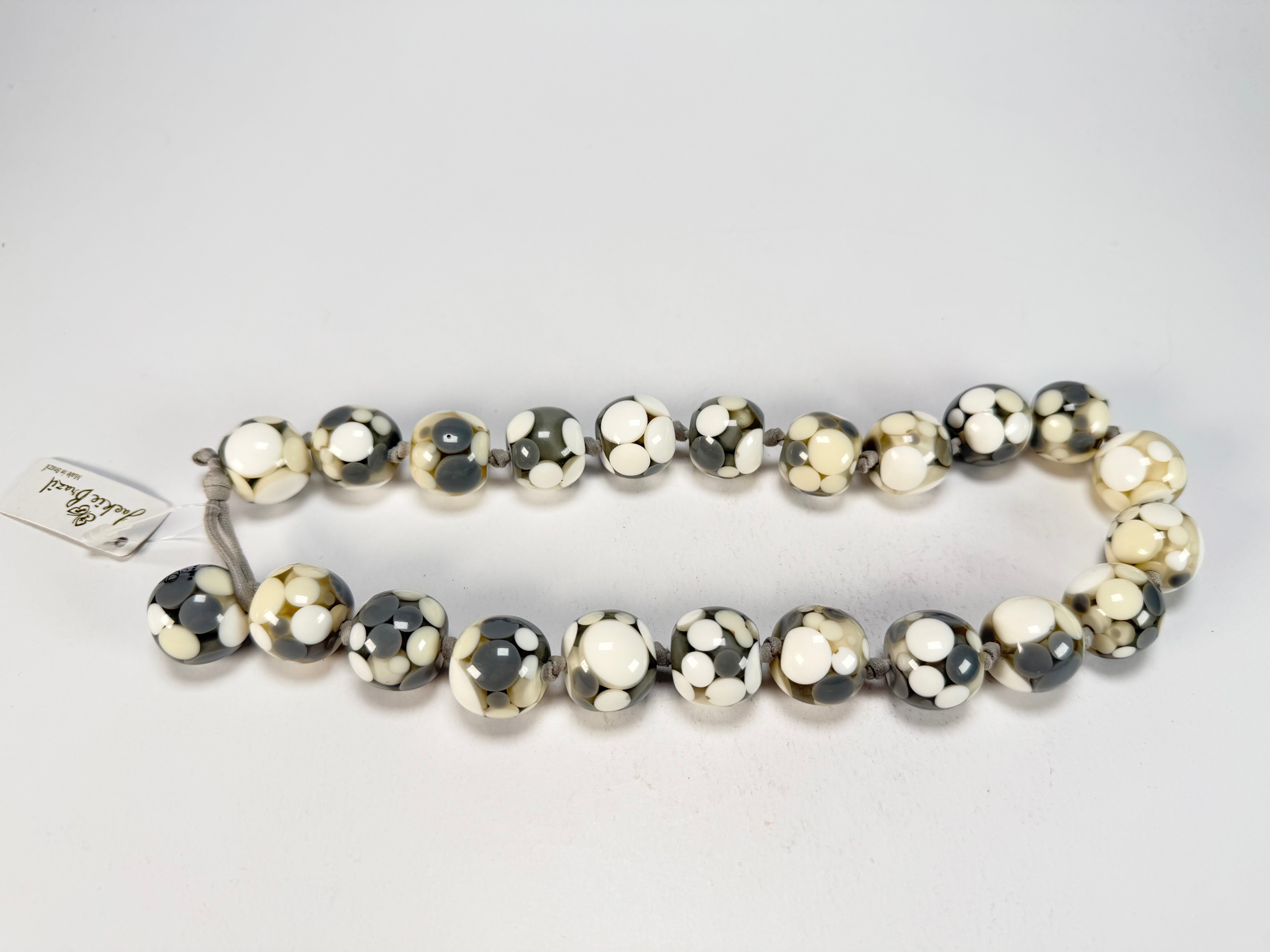 Jackie Brazil "Spotted Balls" Cream Spots Resin Necklace 50cm ( N1500 )