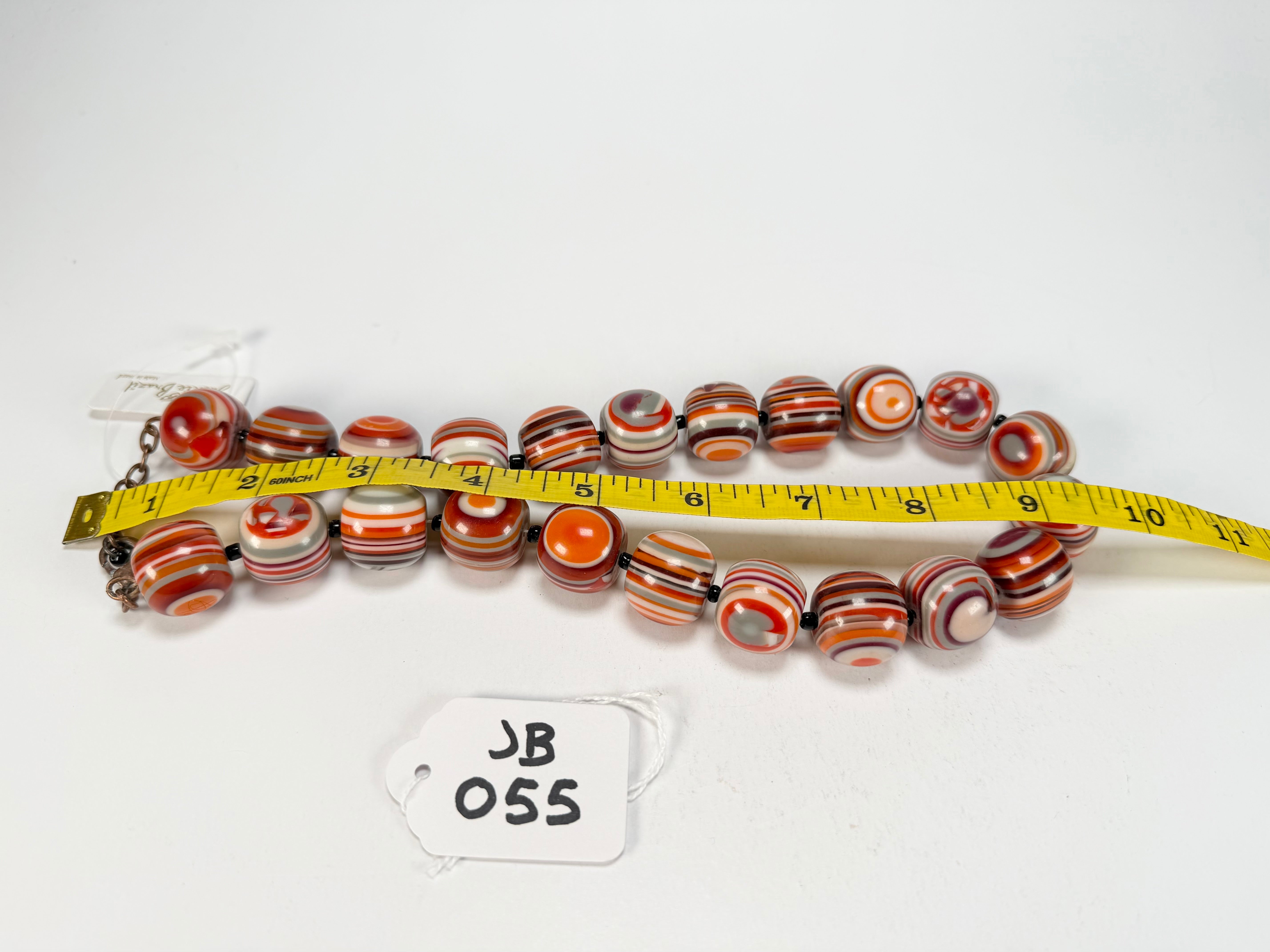 Jackie Brazil "Cat Eyes" Orange Mix Liquorice Balls Resin Necklace 50cm ( N0894 )