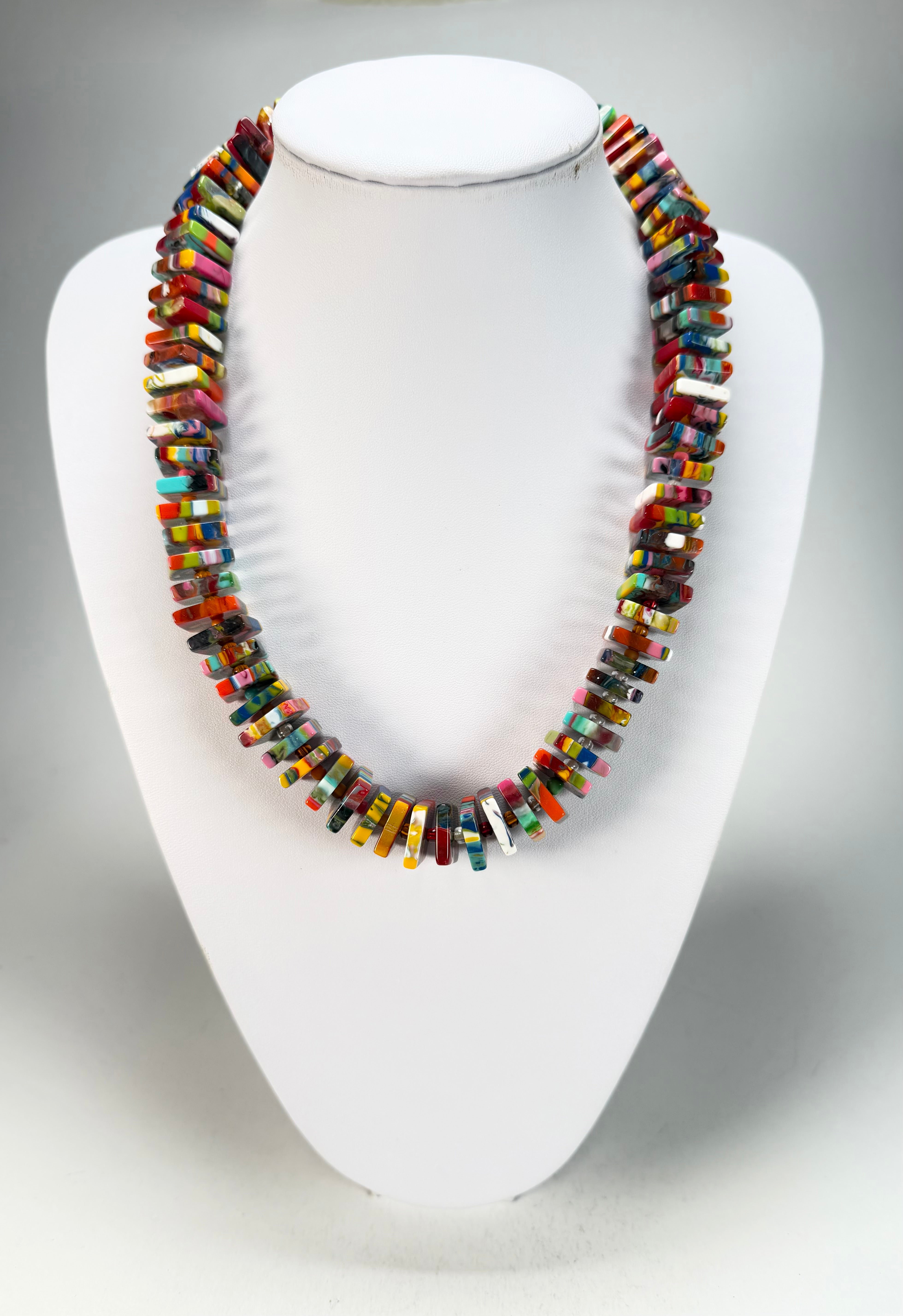 Jackie Brazil "Patricia" Kandinsky Liquorice Squares & Beads 55cm Necklace ( N0025 )