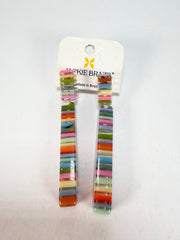 Jackie Brazil "Clarissa" Liquorice Spring Mix Thin Rectangle Resin Earrings ( E2452 )