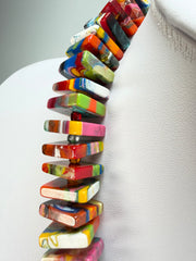 Jackie Brazil "Patricia" Kandinsky Liquorice Squares & Beads 55cm Necklace ( N0025 )