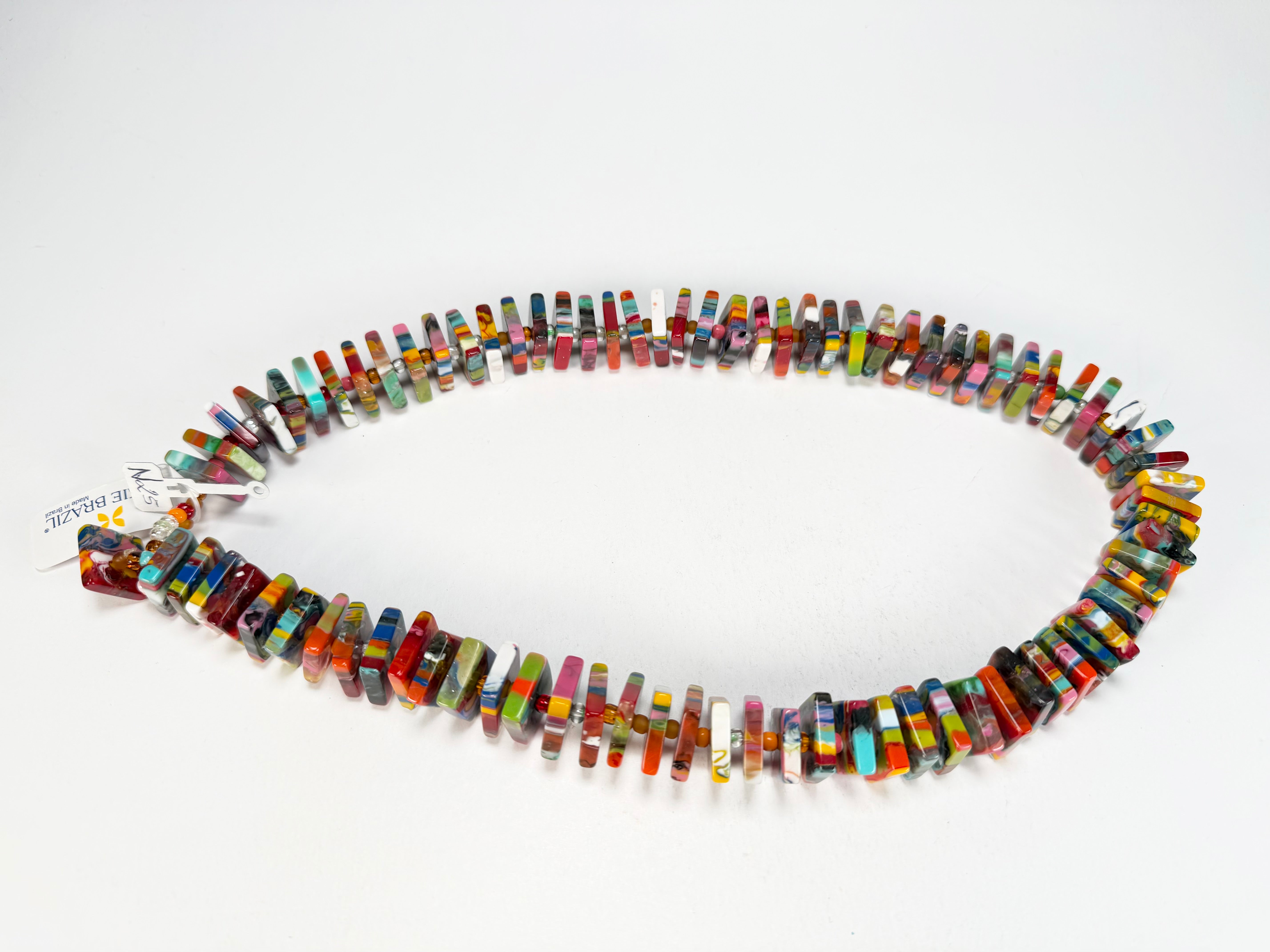 Jackie Brazil "Patricia" Kandinsky Liquorice Squares & Beads 55cm Necklace ( N0025 )