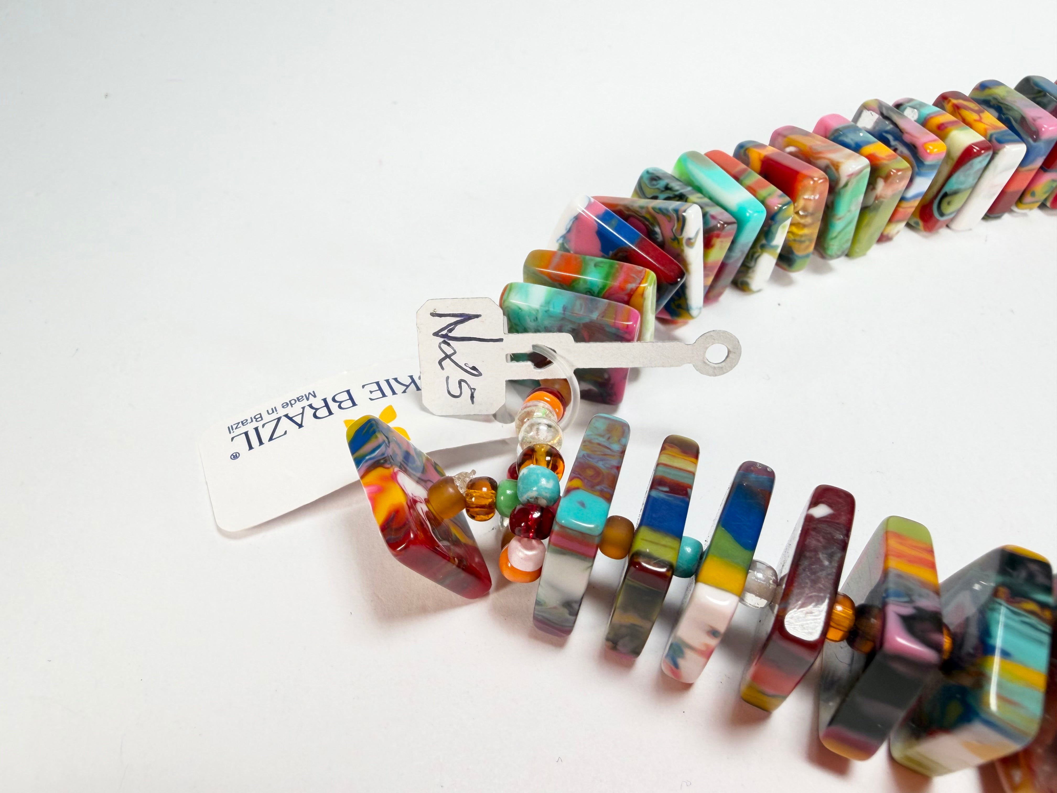 Jackie Brazil "Patricia" Kandinsky Liquorice Squares & Beads 55cm Necklace ( N0025 )