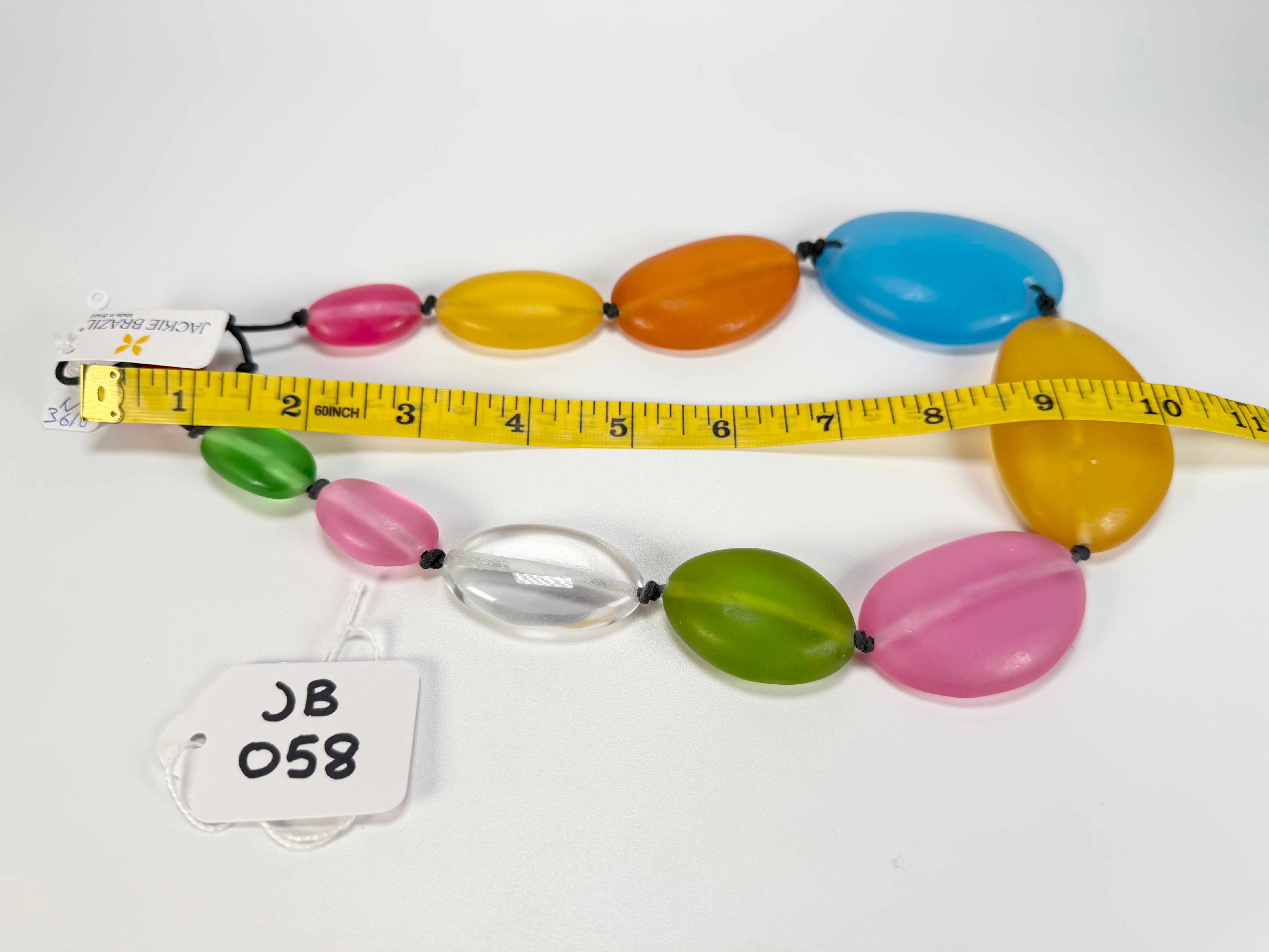 Jackie Brazil "Transparent" Summer Frost Short Flat Riverstones 50cm Necklace ( N3616 )