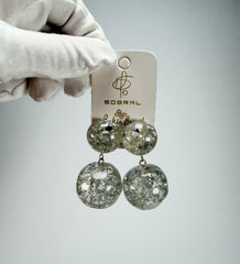 Jackie Brazil "Splendour" Silver Flakes Resin Earrings ( E2495 )