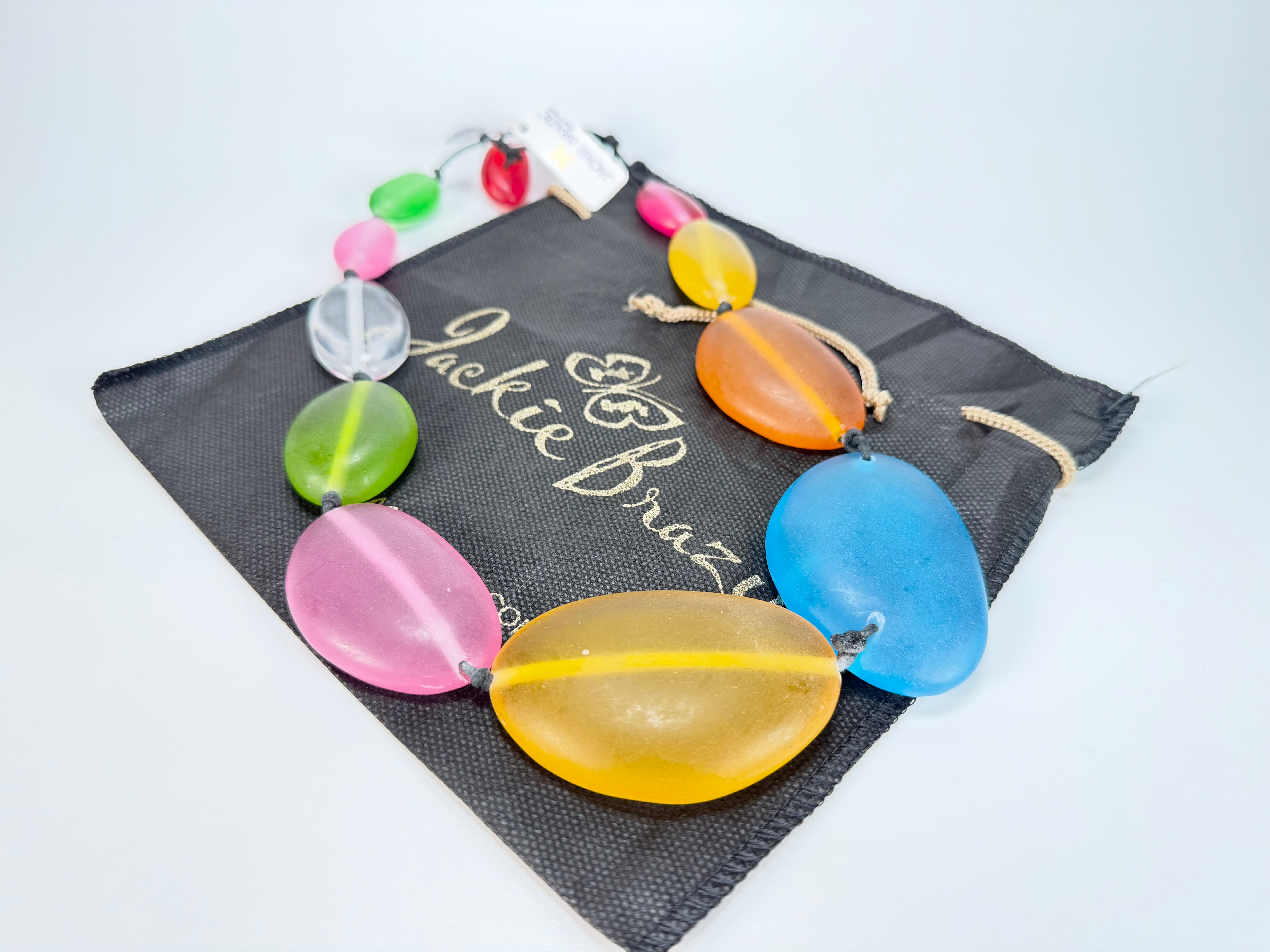 Jackie Brazil "Transparent" Summer Frost Short Flat Riverstones 50cm Necklace ( N3616 )
