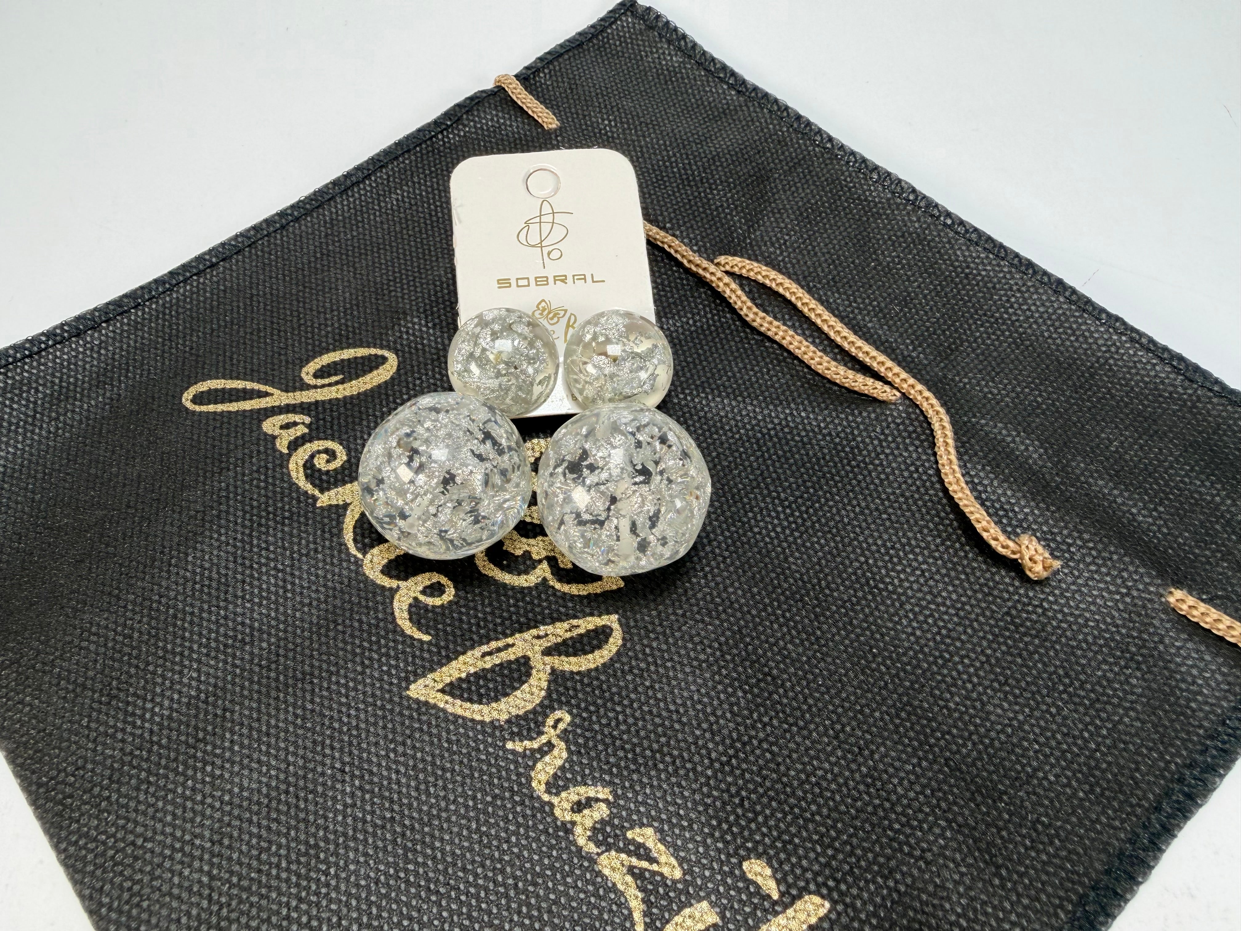 Jackie Brazil "Splendour" Silver Flakes Resin Earrings ( E2495 )