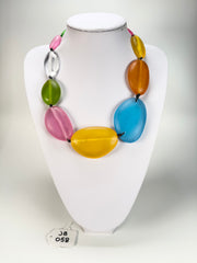Jackie Brazil "Transparent" Summer Frost Short Flat Riverstones 50cm Necklace ( N3616 )