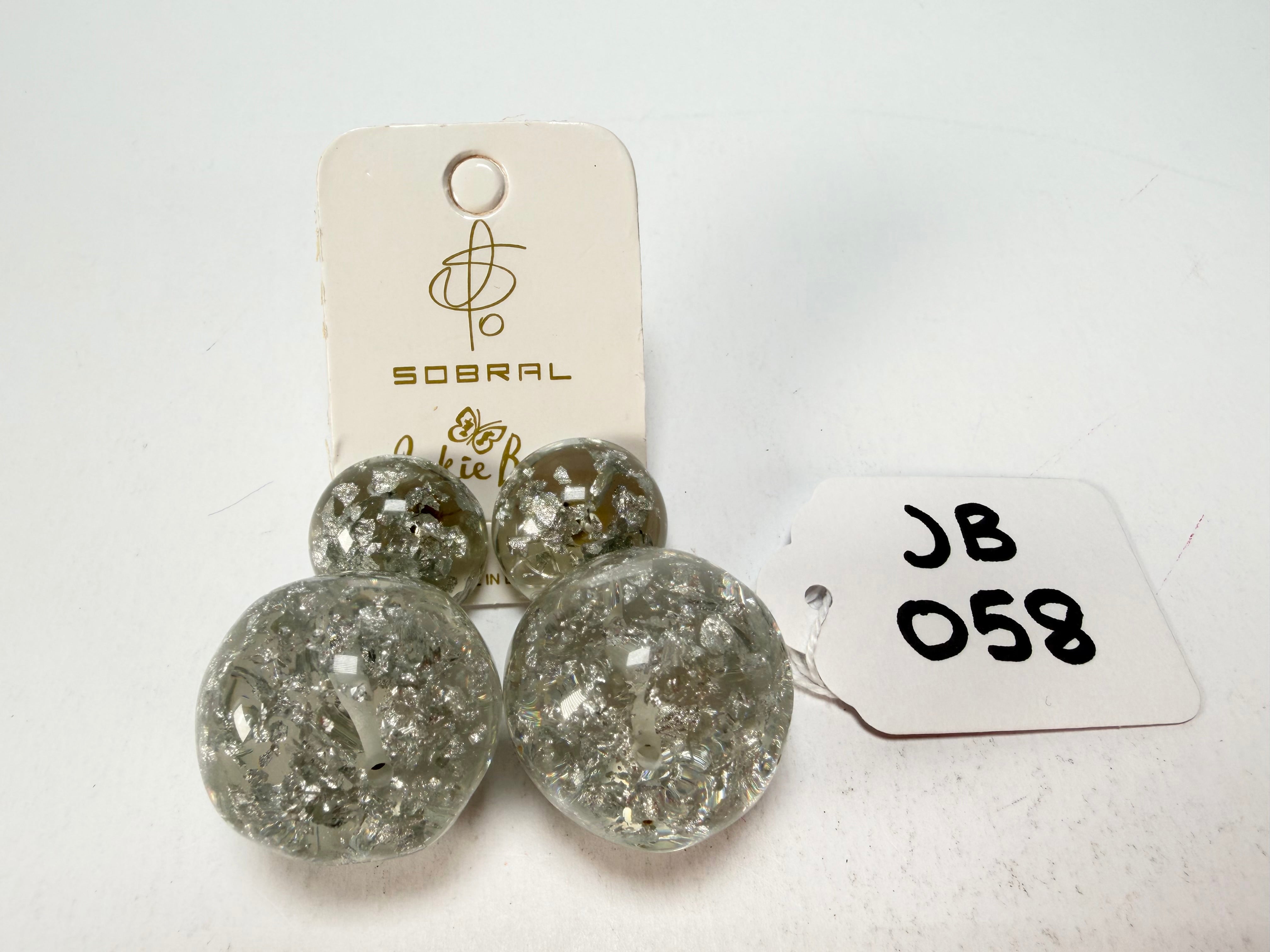 Jackie Brazil "Splendour" Silver Flakes Resin Earrings ( E2495 )