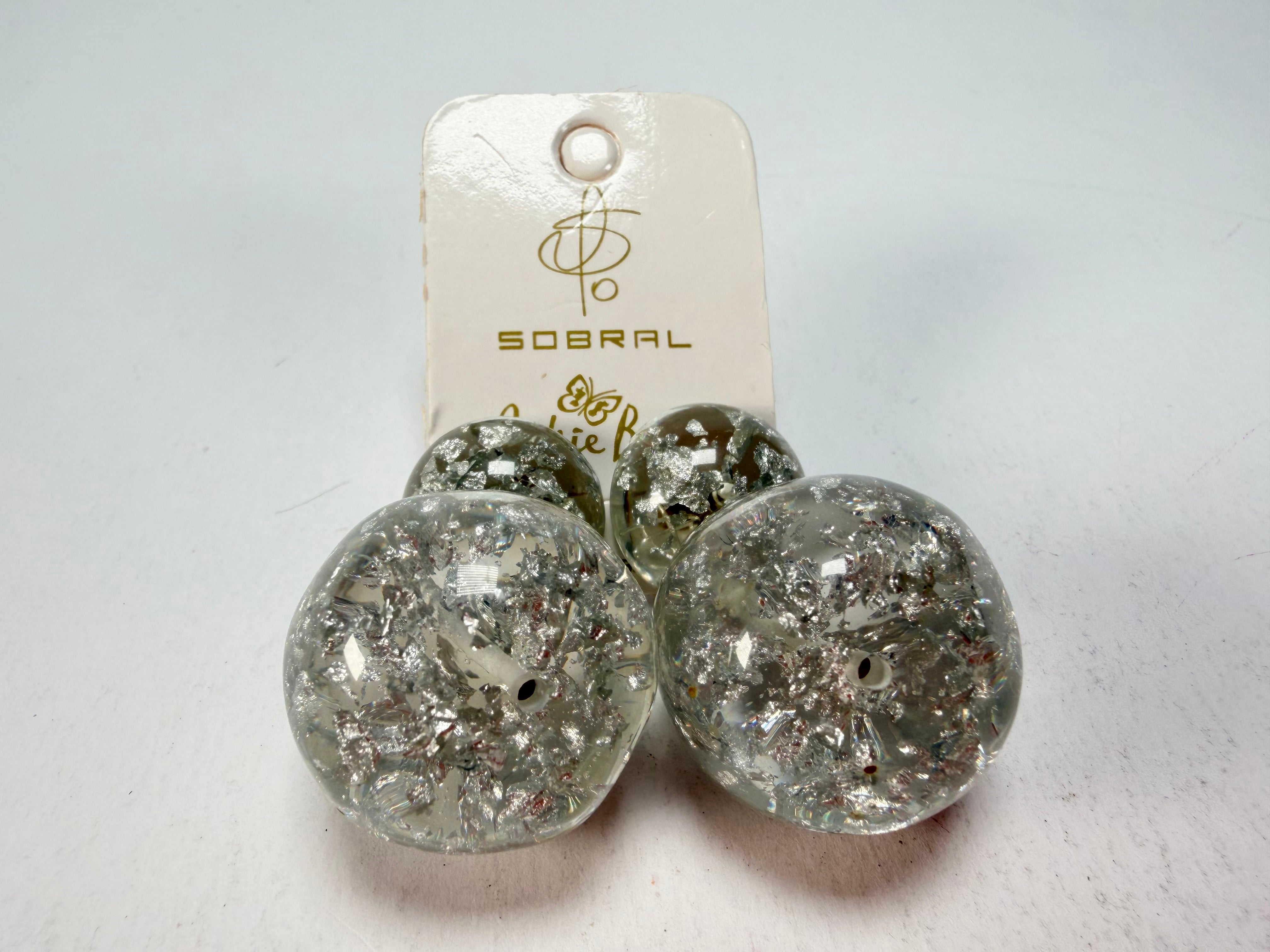 Jackie Brazil "Splendour" Silver Flakes Resin Earrings ( E2495 )