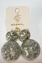 Jackie Brazil "Splendour" Silver Flakes Resin Earrings ( E2495 )