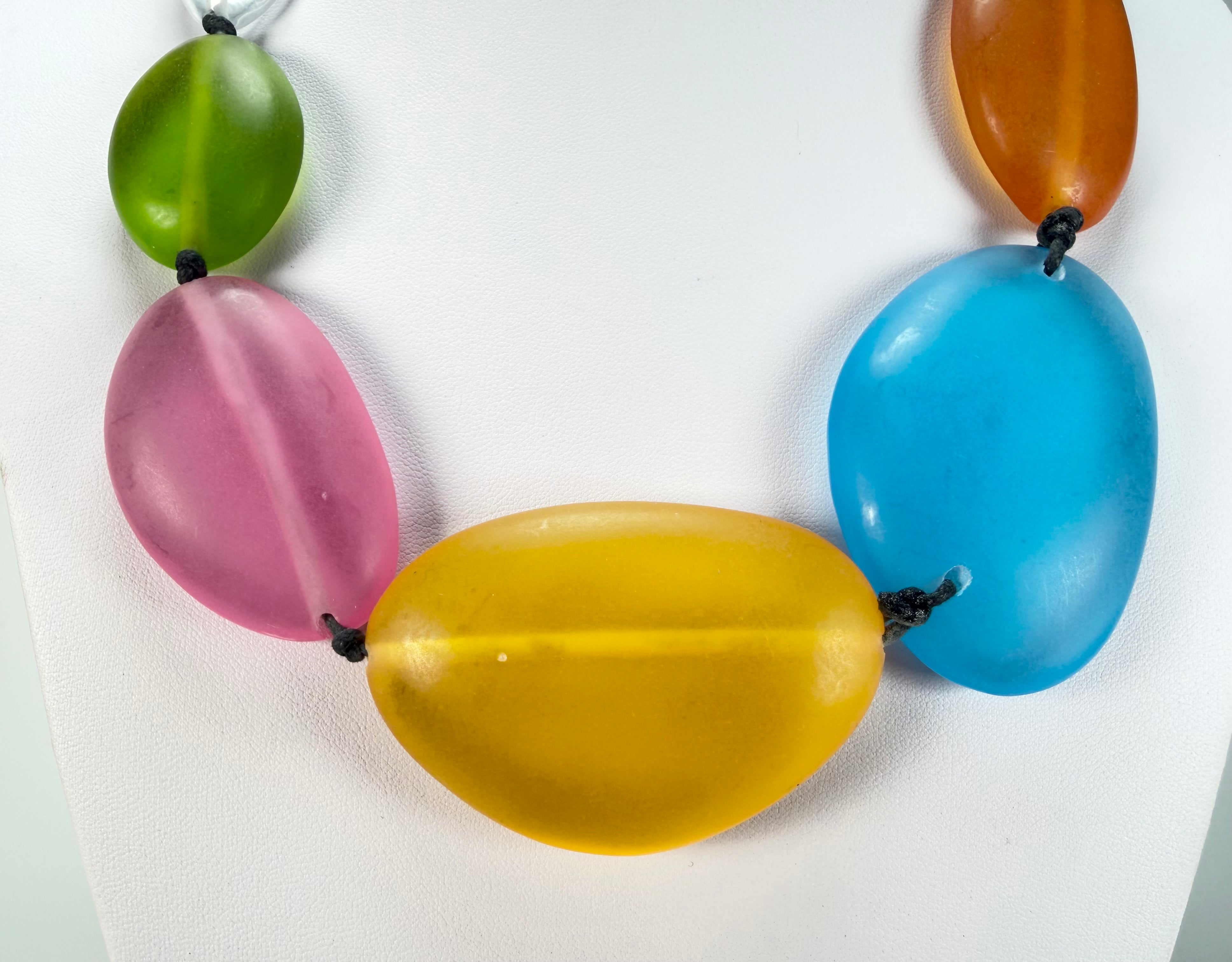 Jackie Brazil "Transparent" Summer Frost Short Flat Riverstones 50cm Necklace ( N3616 )