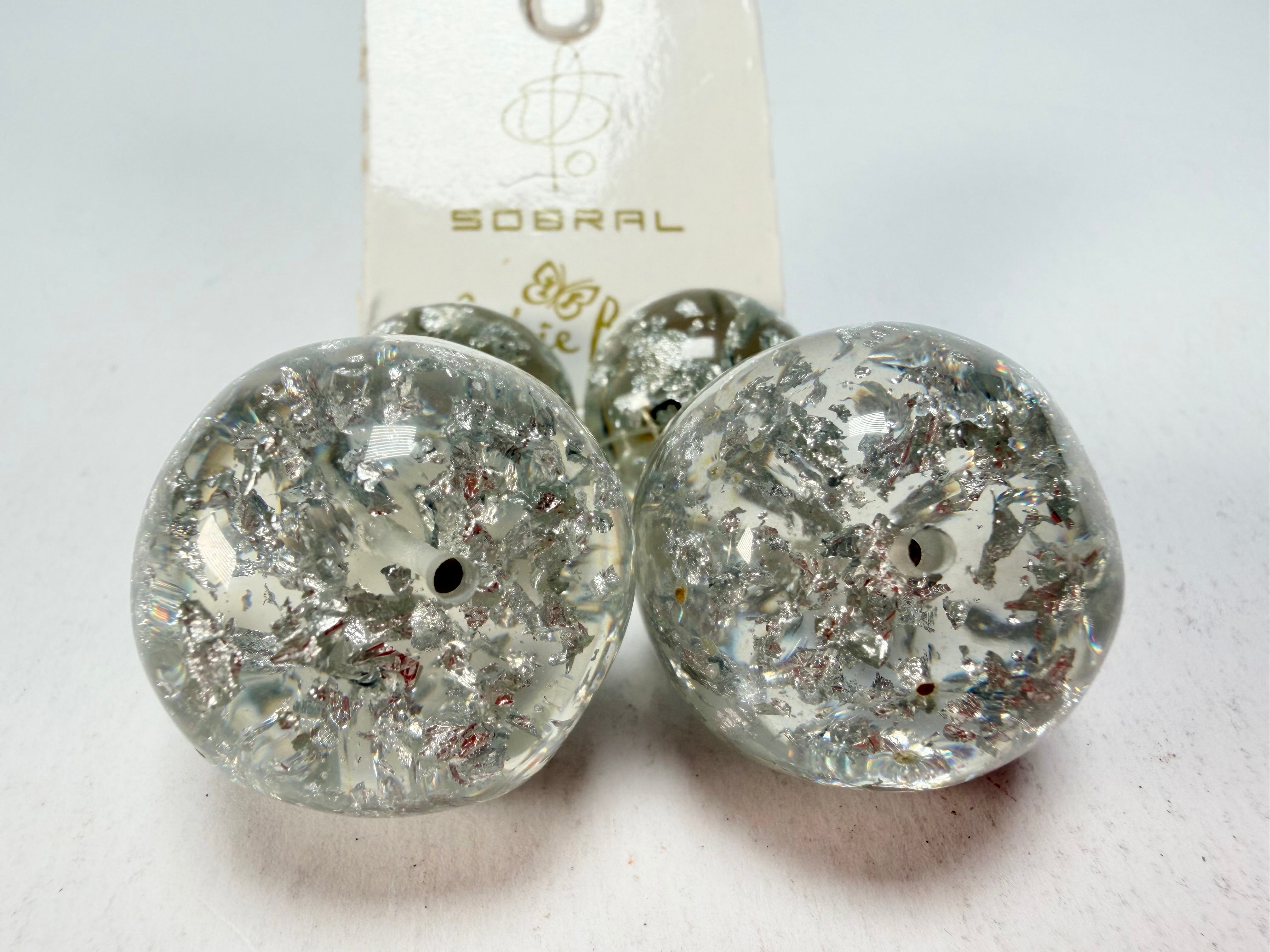 Jackie Brazil "Splendour" Silver Flakes Resin Earrings ( E2495 )