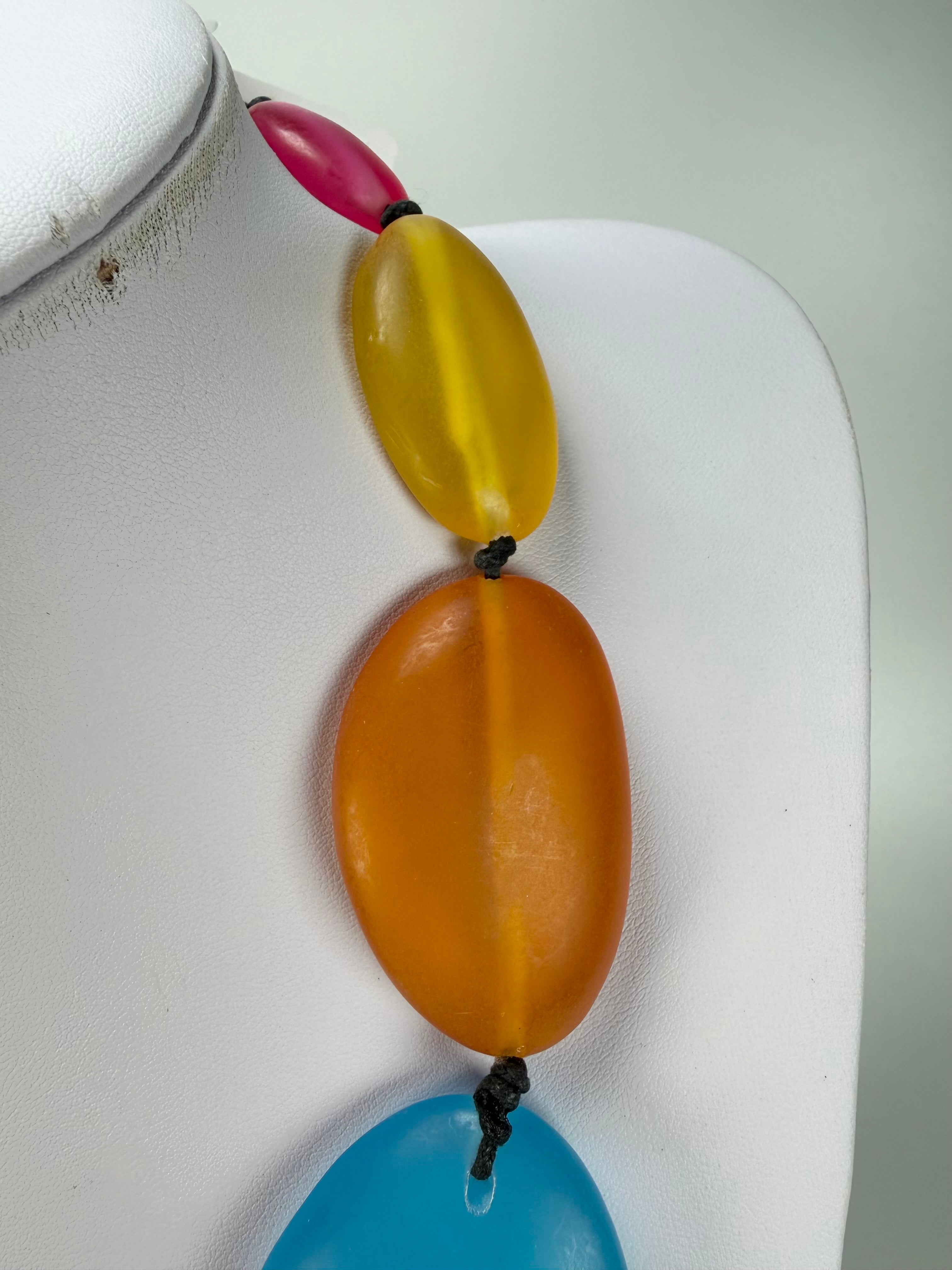 Jackie Brazil "Transparent" Summer Frost Short Flat Riverstones 50cm Necklace ( N3616 )