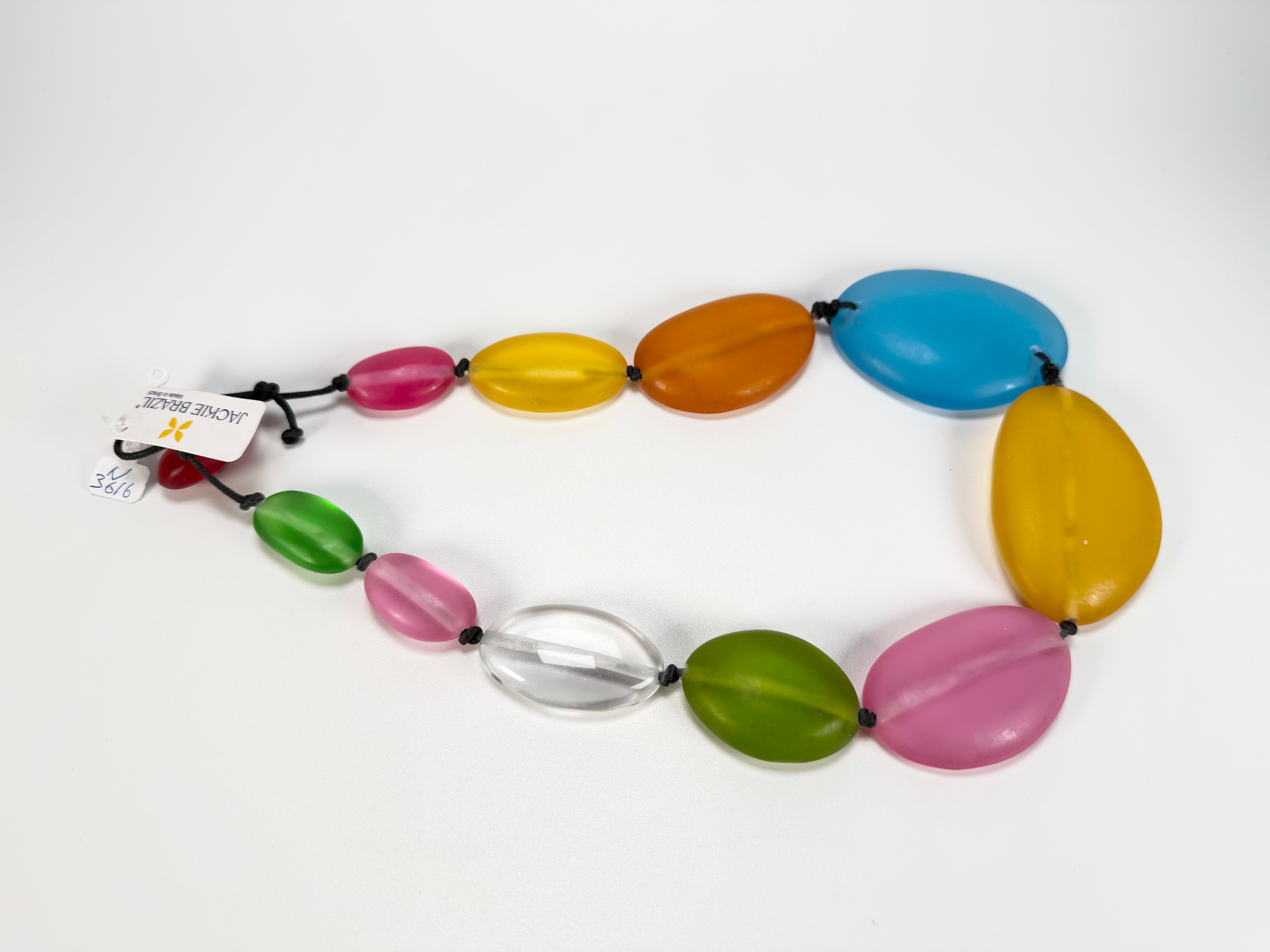 Jackie Brazil "Transparent" Summer Frost Short Flat Riverstones 50cm Necklace ( N3616 )