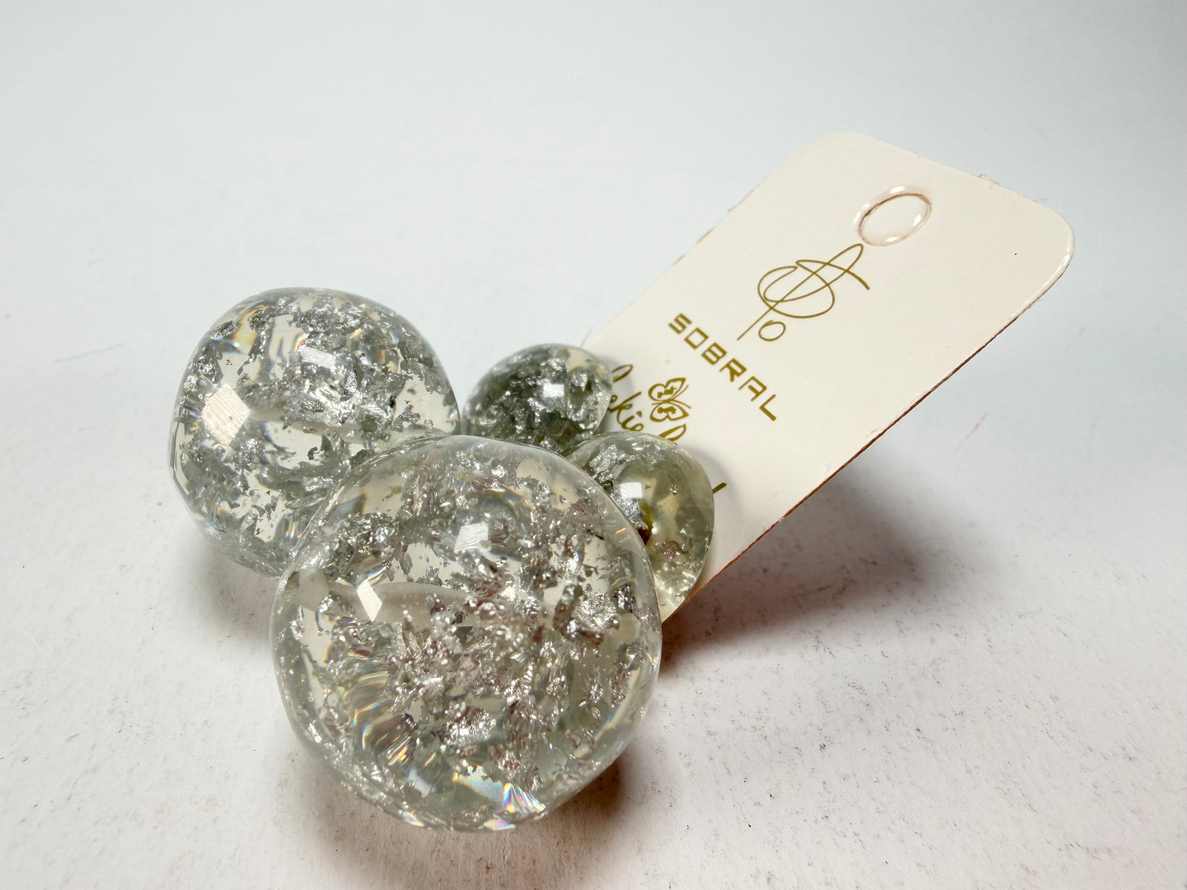 Jackie Brazil "Splendour" Silver Flakes Resin Earrings ( E2495 )
