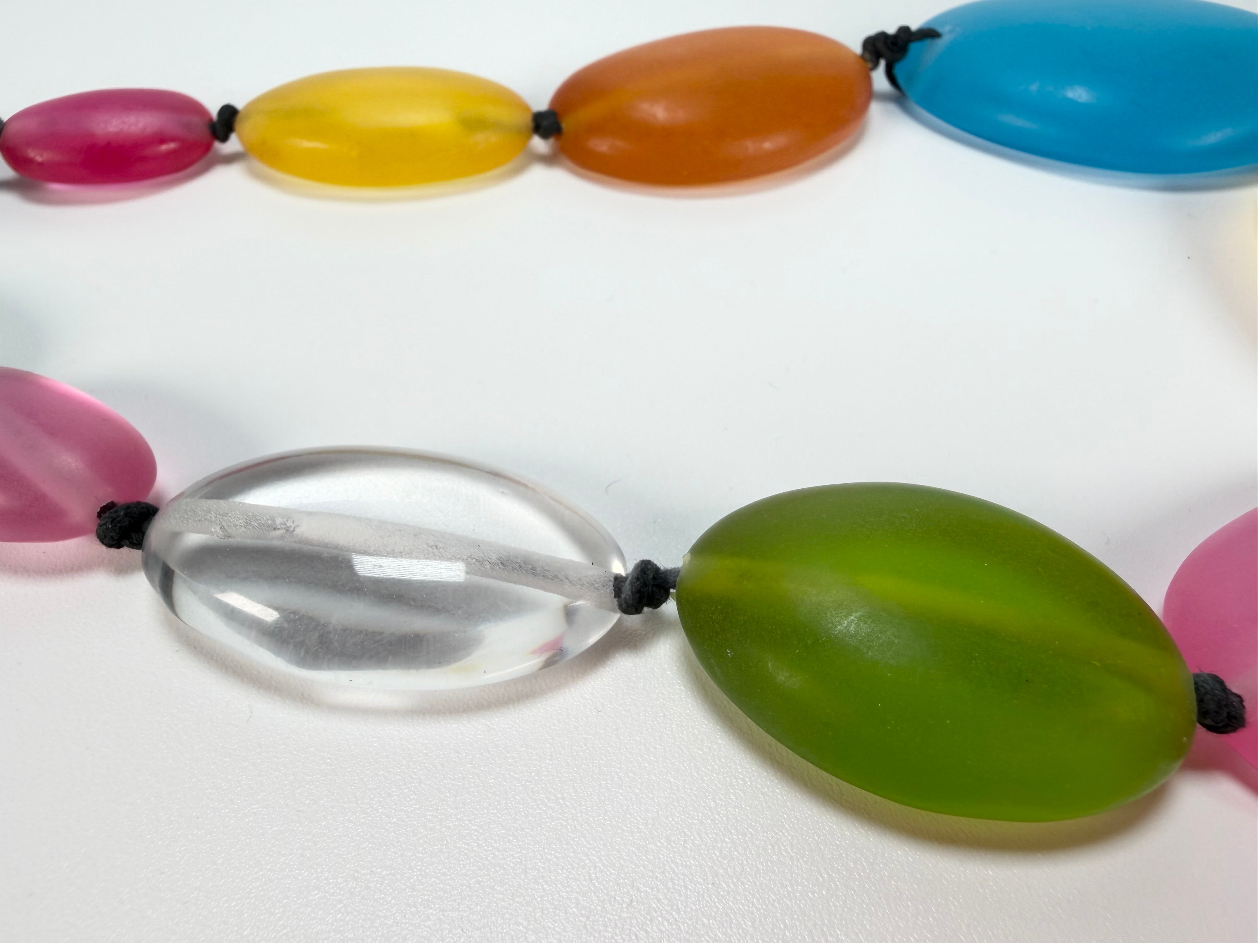 Jackie Brazil "Transparent" Summer Frost Short Flat Riverstones 50cm Necklace ( N3616 )