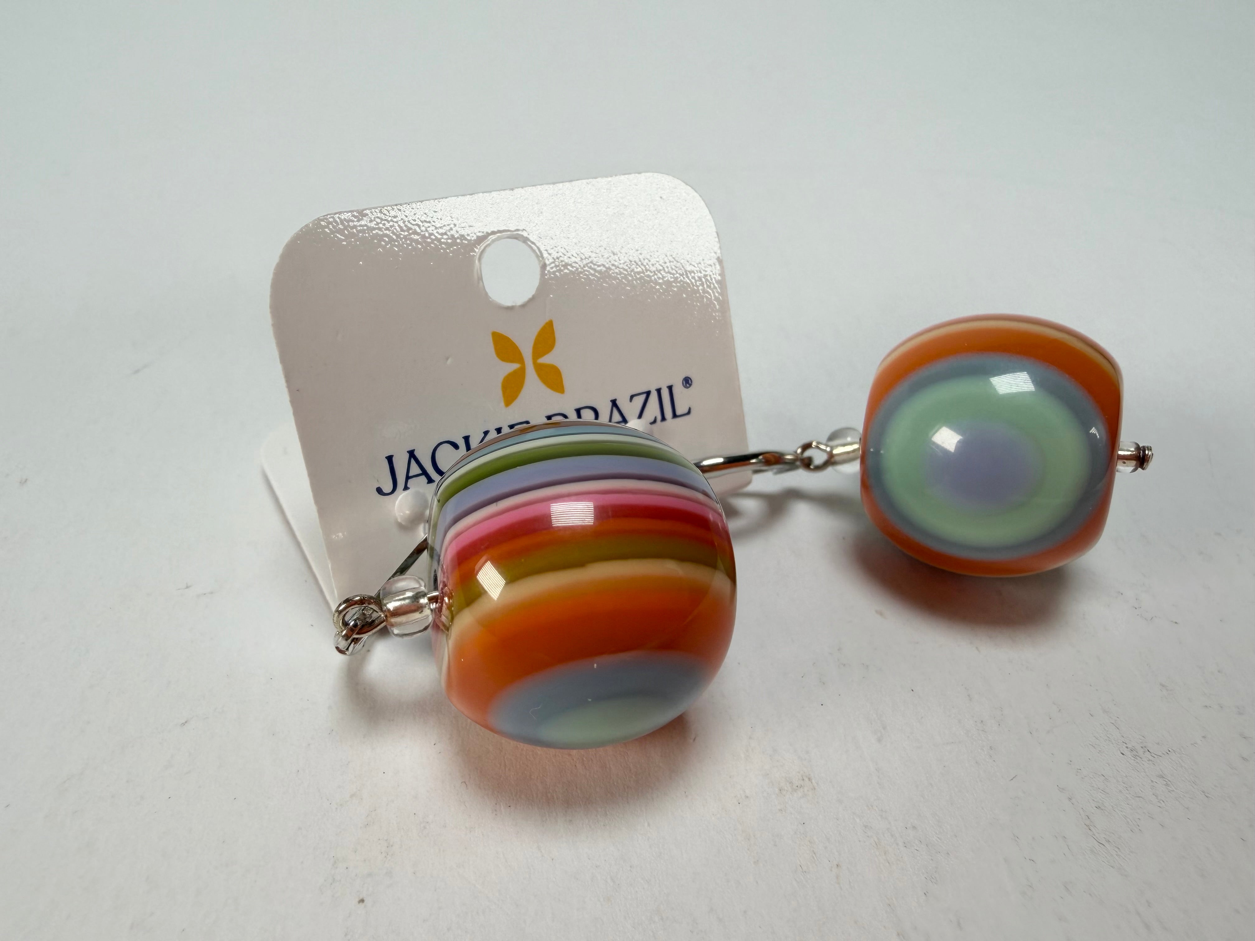 Jackie Brazil "Cat Eyes" Liquorice Balls Spring Mix Short Resin Earrings ( E0960 )