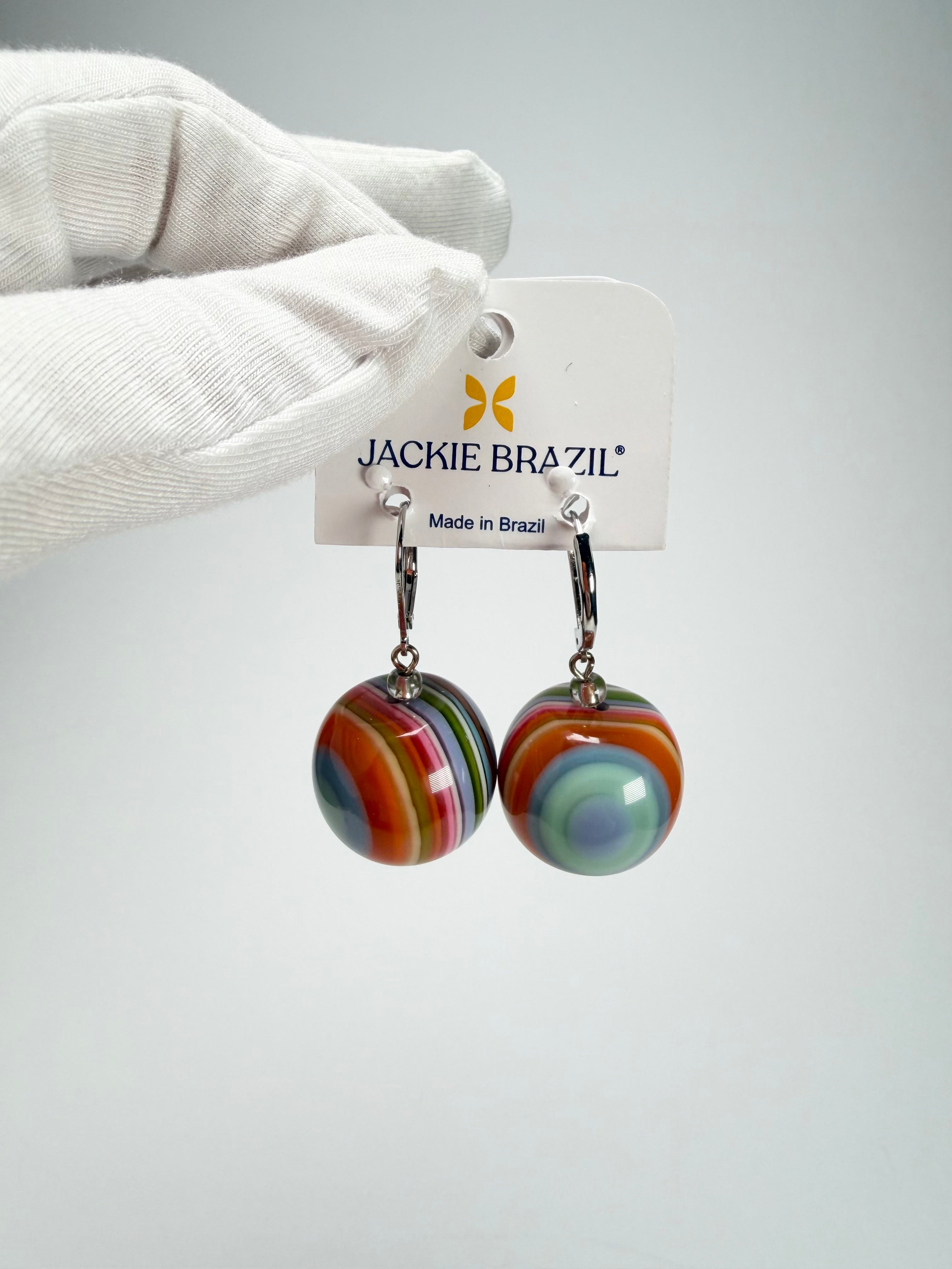 Jackie Brazil "Cat Eyes" Liquorice Balls Spring Mix Short Resin Earrings ( E0960 )