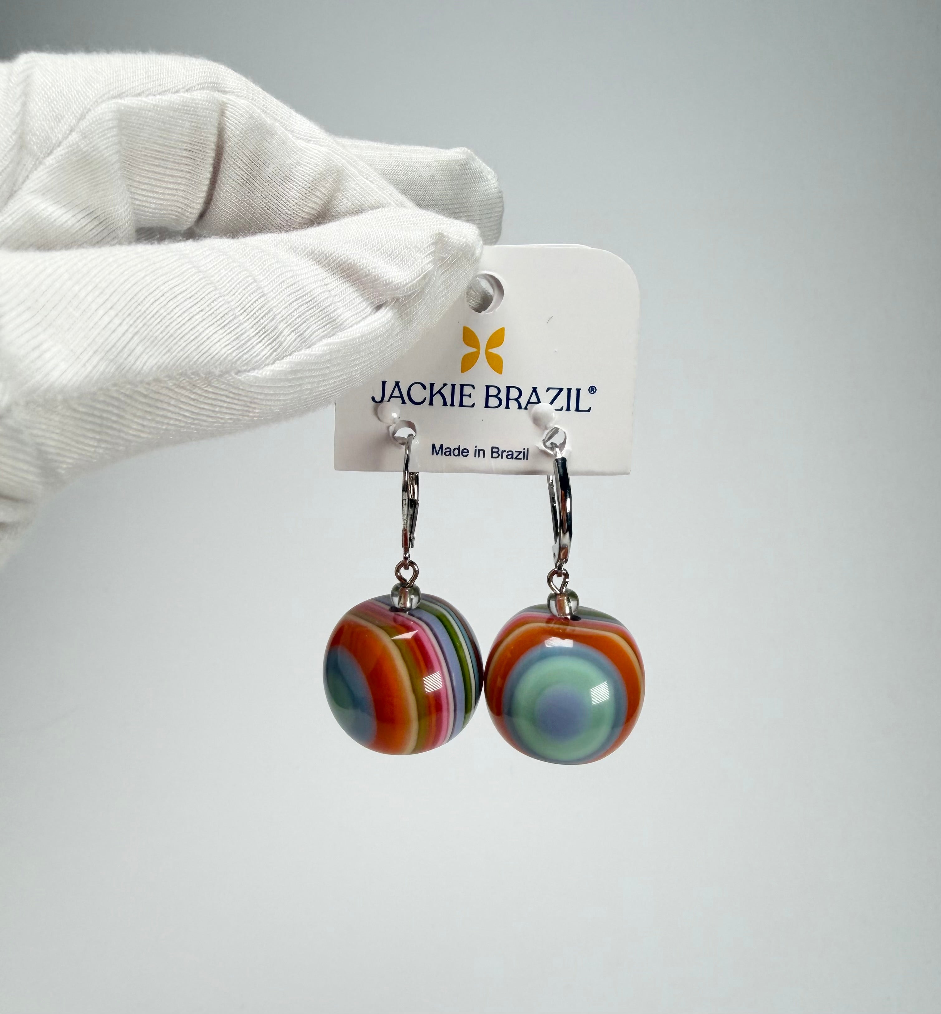 Jackie Brazil "Cat Eyes" Liquorice Balls Spring Mix Short Resin Earrings ( E0960 )