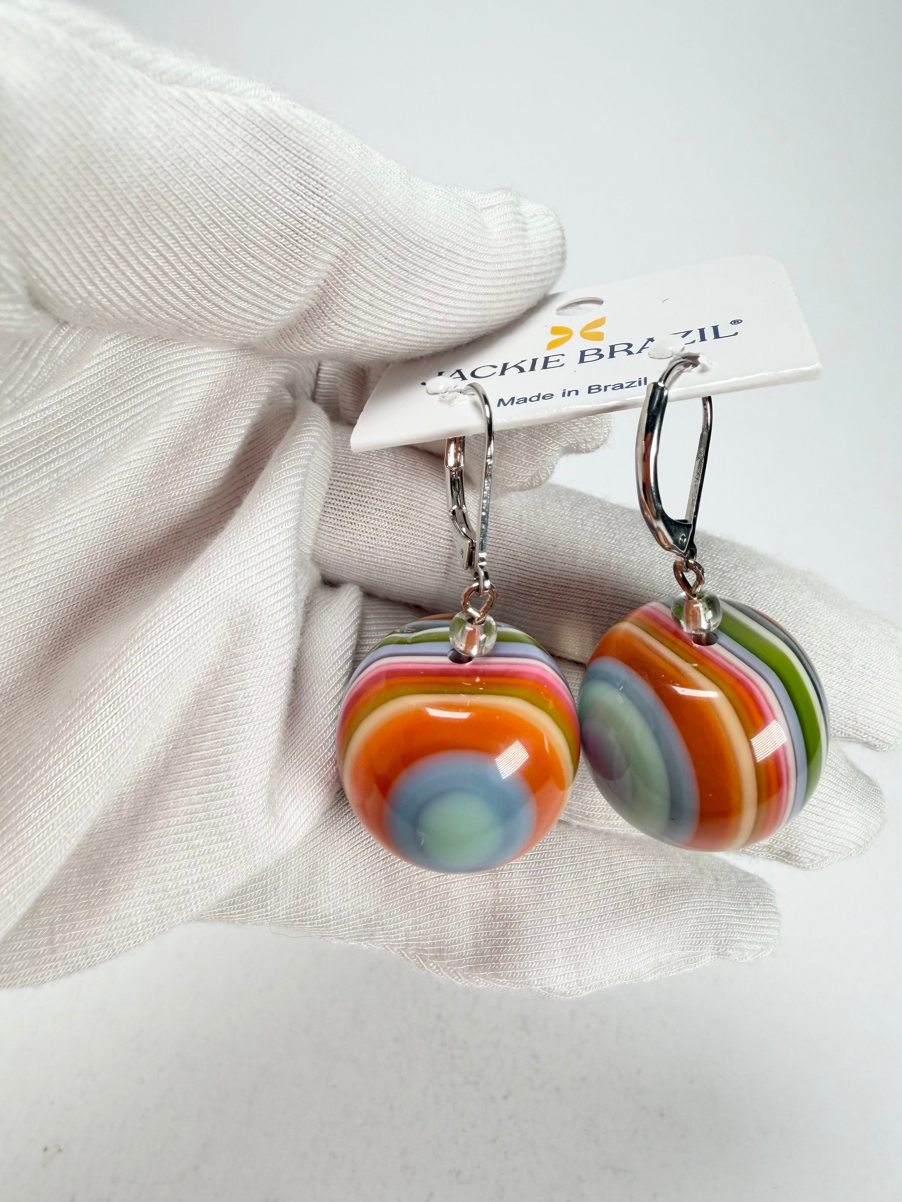 Jackie Brazil "Cat Eyes" Liquorice Balls Spring Mix Short Resin Earrings ( E0960 )