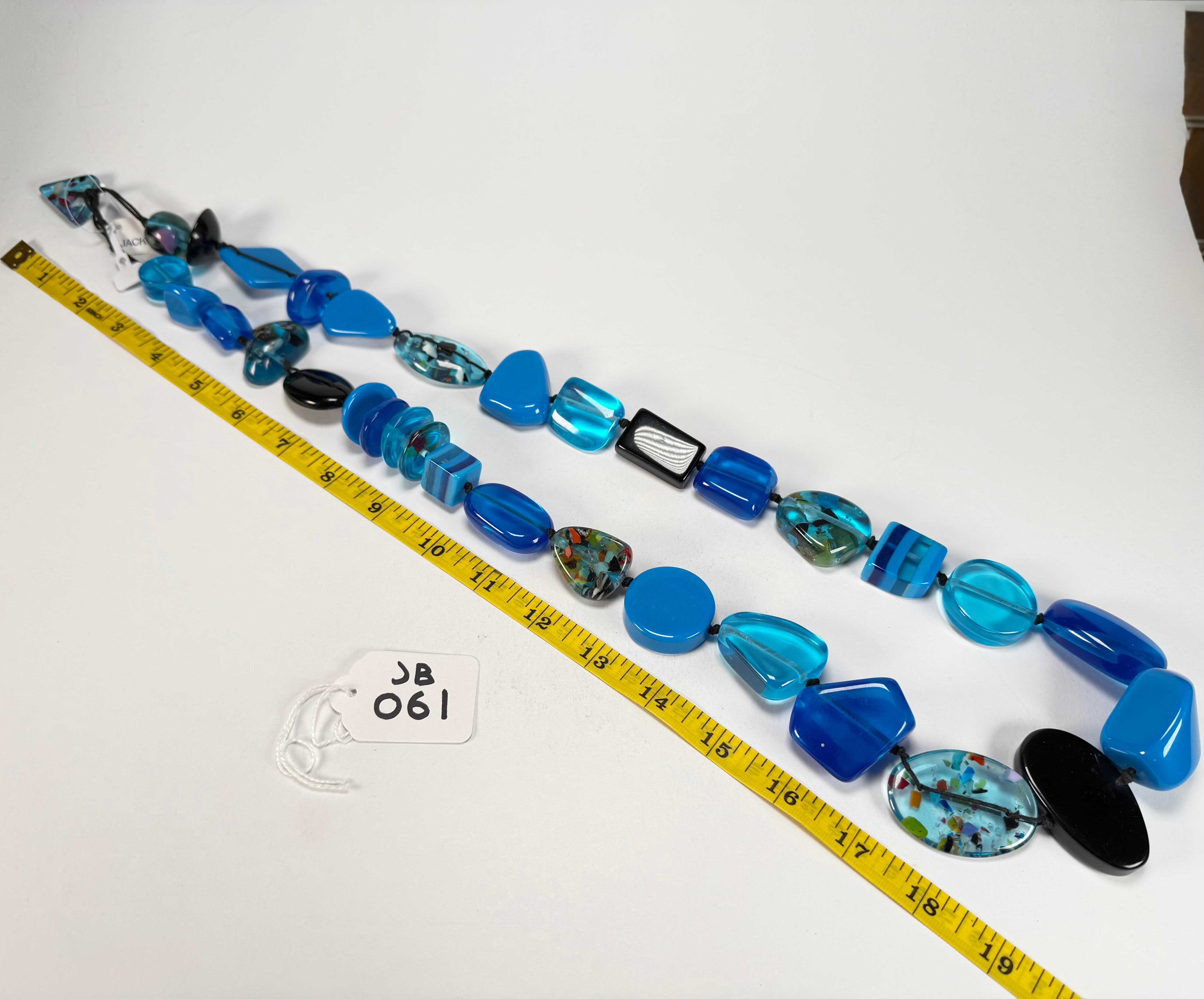 Jackie Brazil "Indiana" Blue Mix Multi-Bead Long Resin 110cm Necklace ( N0038 )