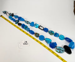 Jackie Brazil "Indiana" Blue Mix Multi-Bead Long Resin 110cm Necklace ( N0038 )