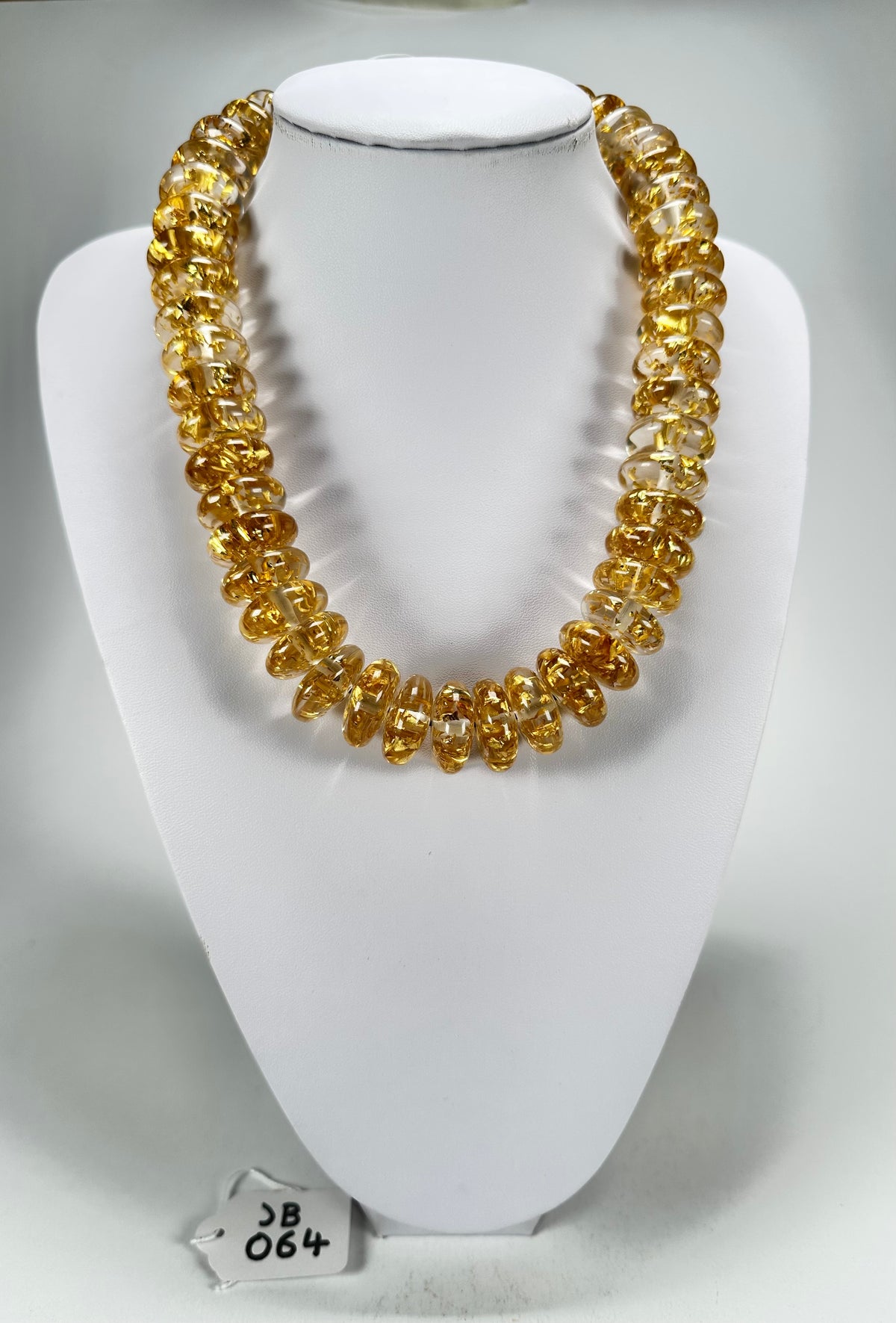 Jackie Brazil "Ana" Gold Flakes Resin Wheels 50cm Necklace ( N0042 )