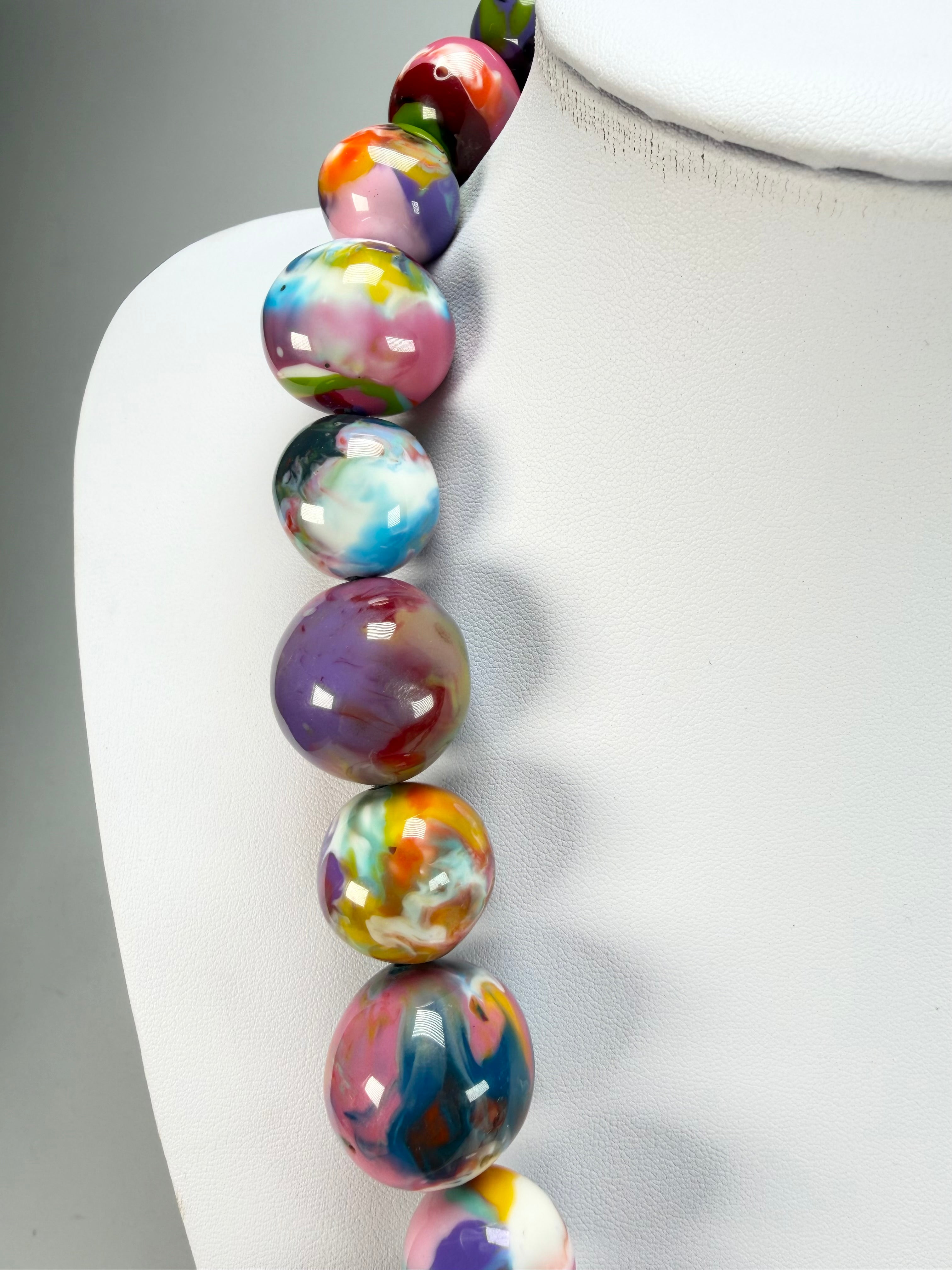 Jackie Brazil "Large Spheres" Kandinsky Long Abstract Necklace 75cm ( N2694 )
