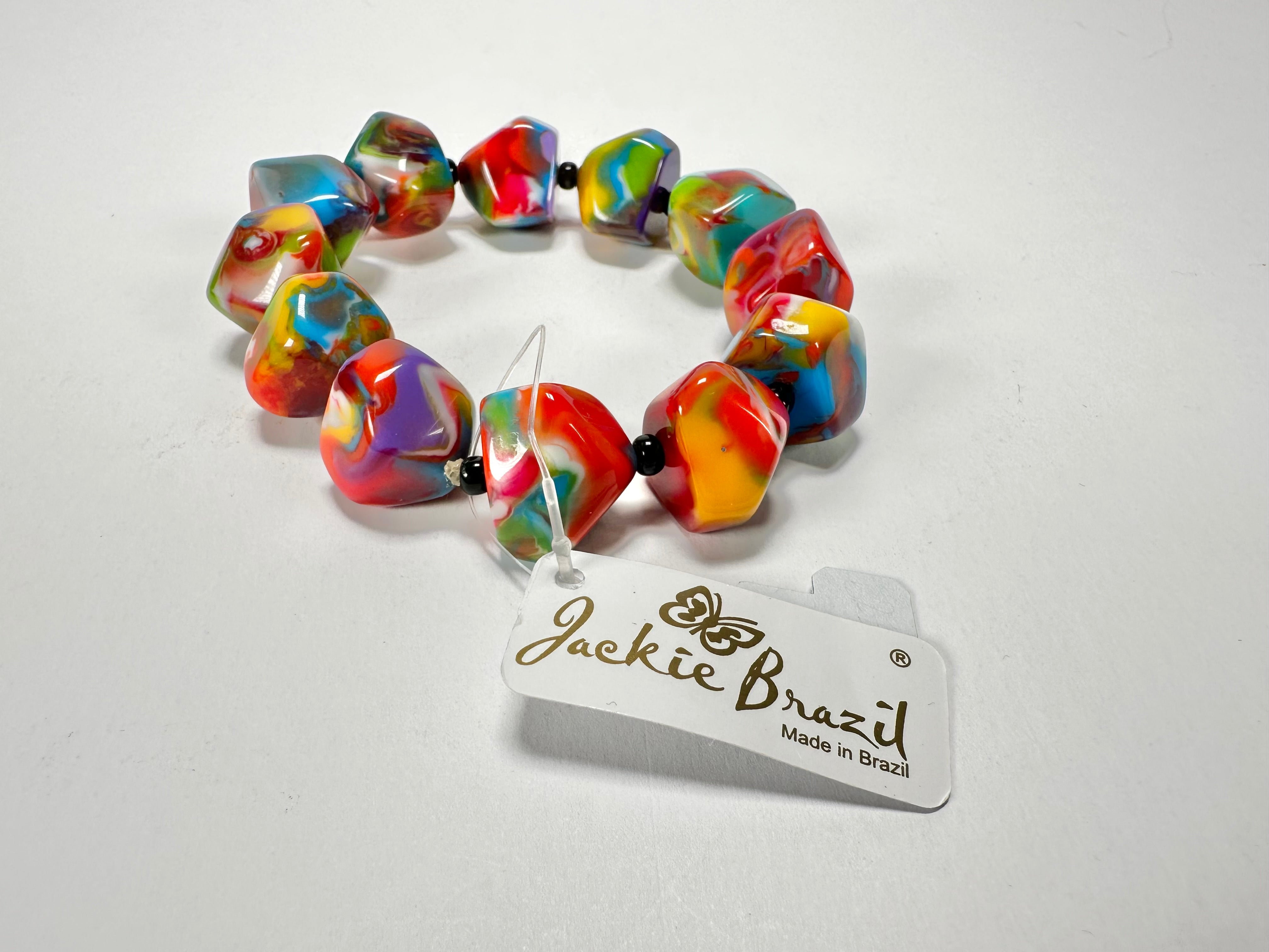 Jackie Brazil "Camille" Kandinsky Small Abstract Stones Resin Bracelet ( B0930 )