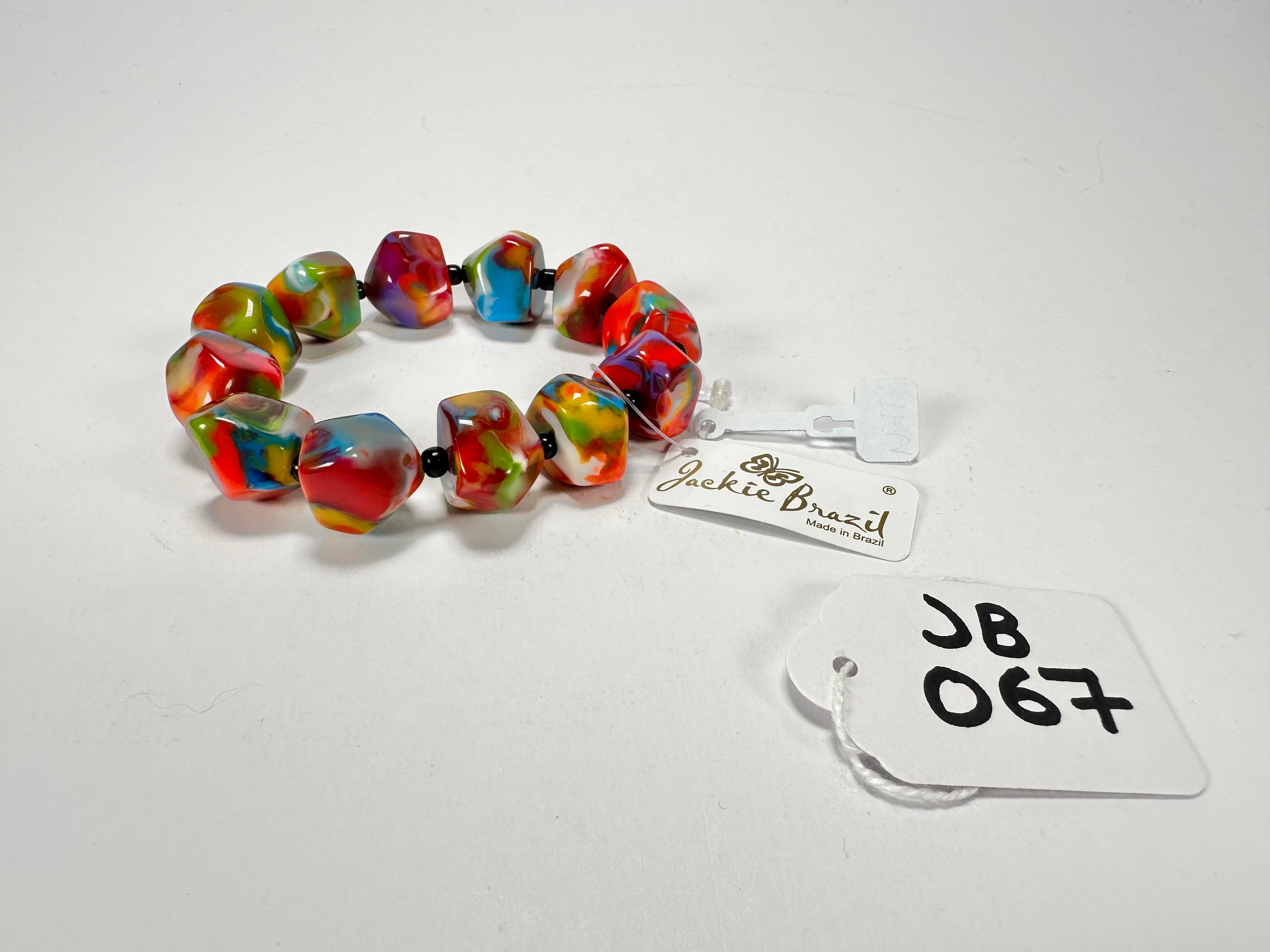 Jackie Brazil "Camille" Kandinsky Small Abstract Stones Resin Bracelet ( B0930 )