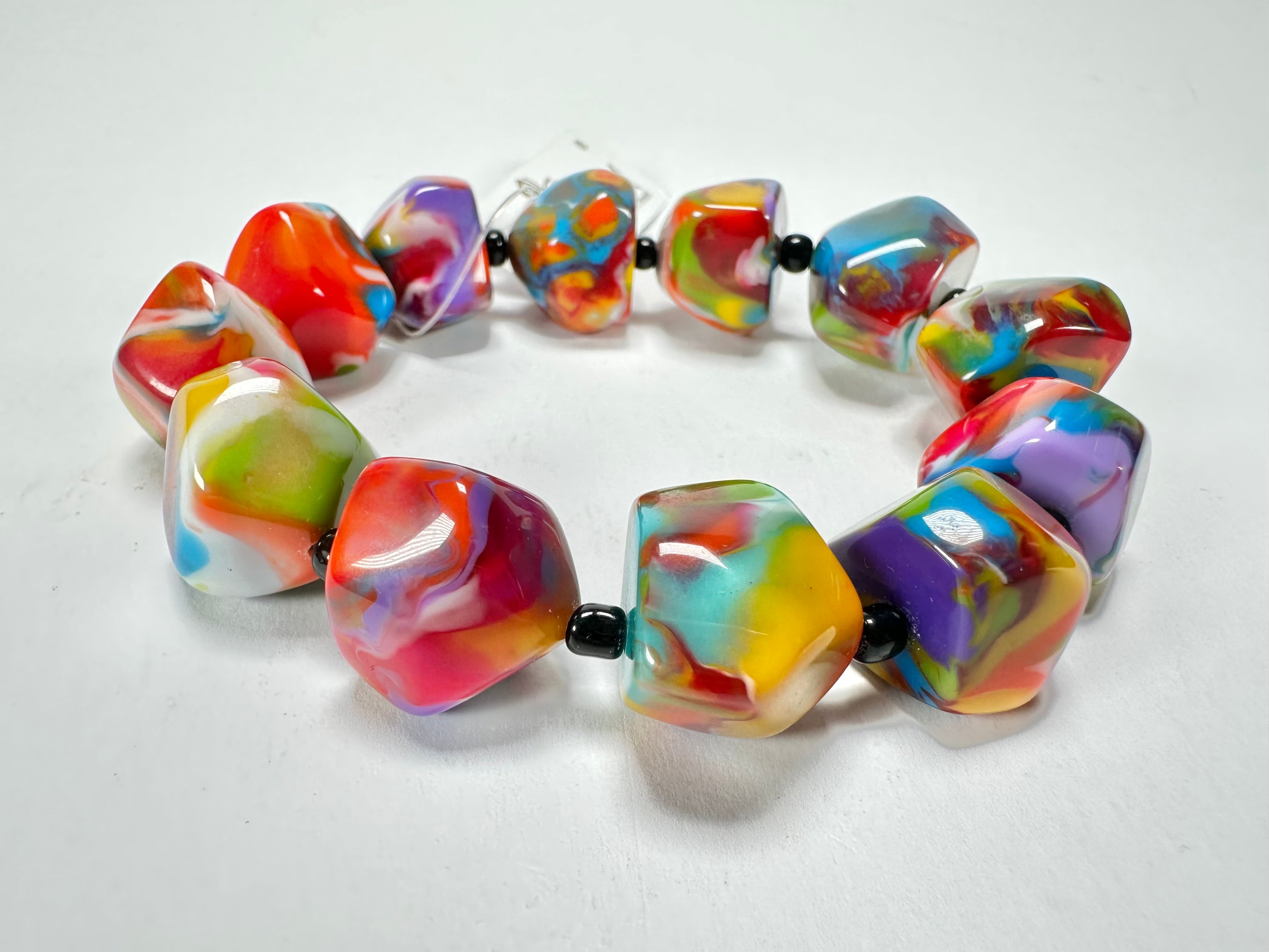 Jackie Brazil "Camille" Kandinsky Small Abstract Stones Resin Bracelet ( B0930 )