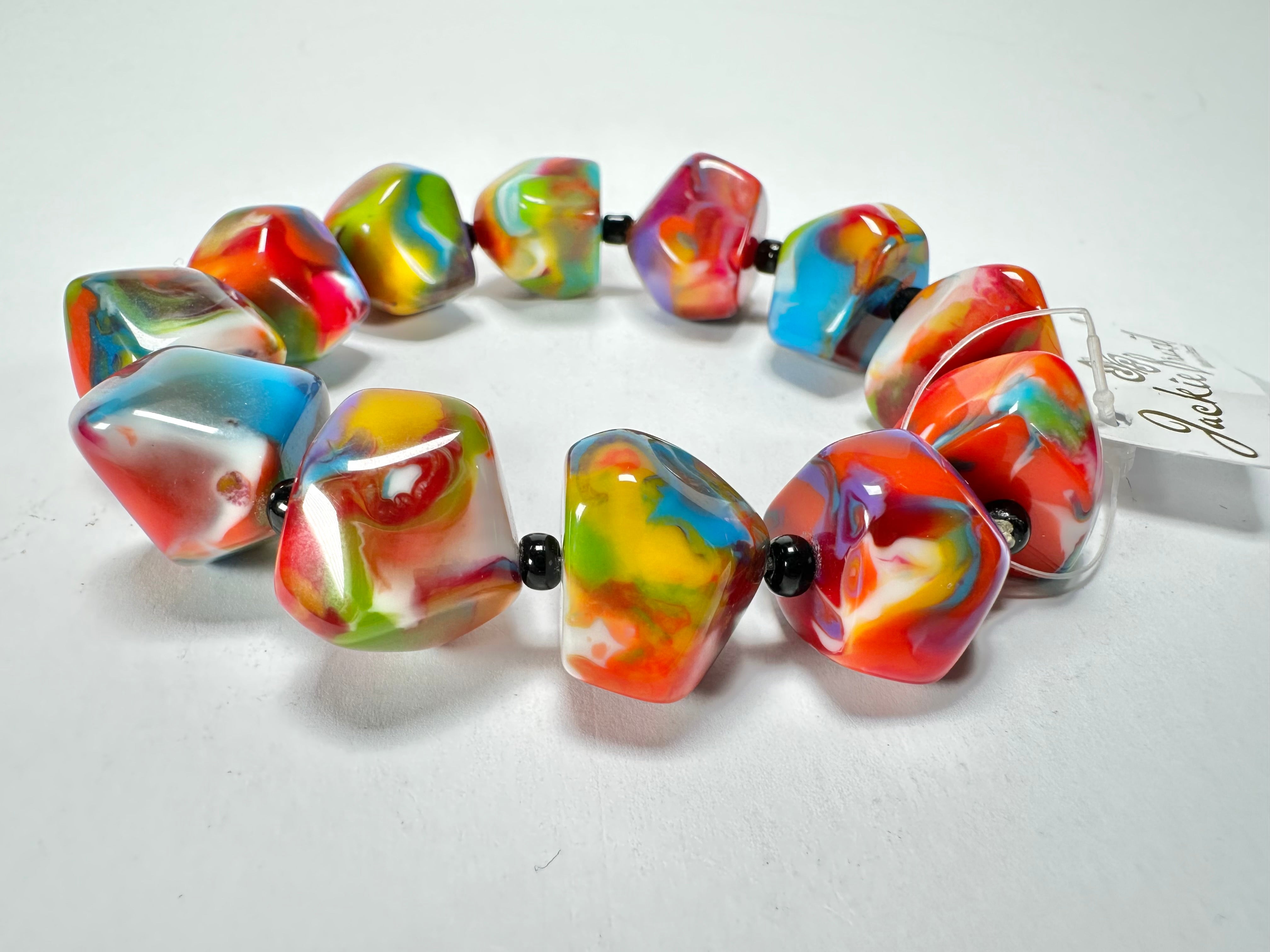 Jackie Brazil "Camille" Kandinsky Small Abstract Stones Resin Bracelet ( B0930 )